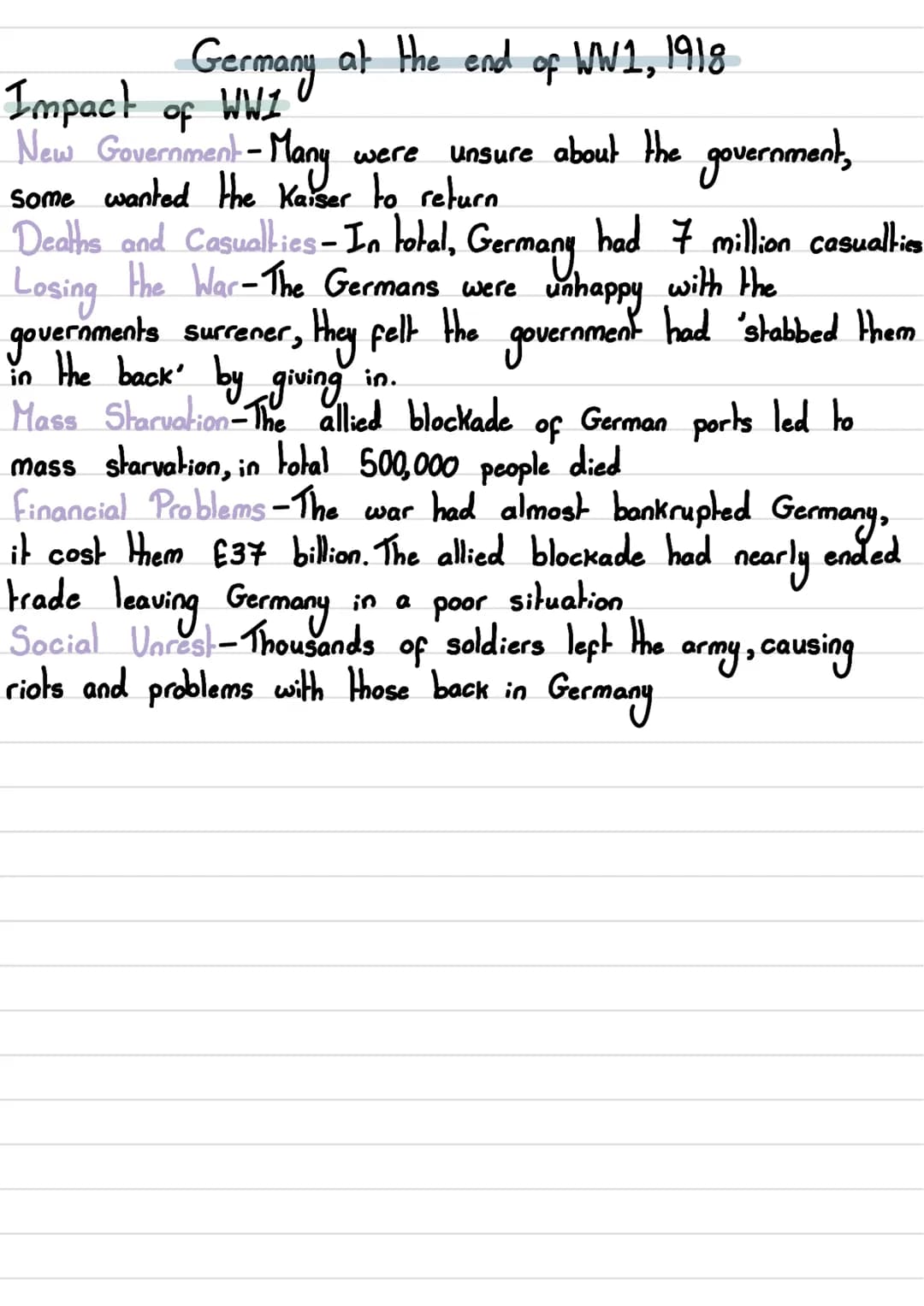 1918-1929 The Weimar Republic
1 Germany at the end op WW1, 1918
2 What was the Weimar Reuplic
3 The Treaty of Versalles
4 Threats from t