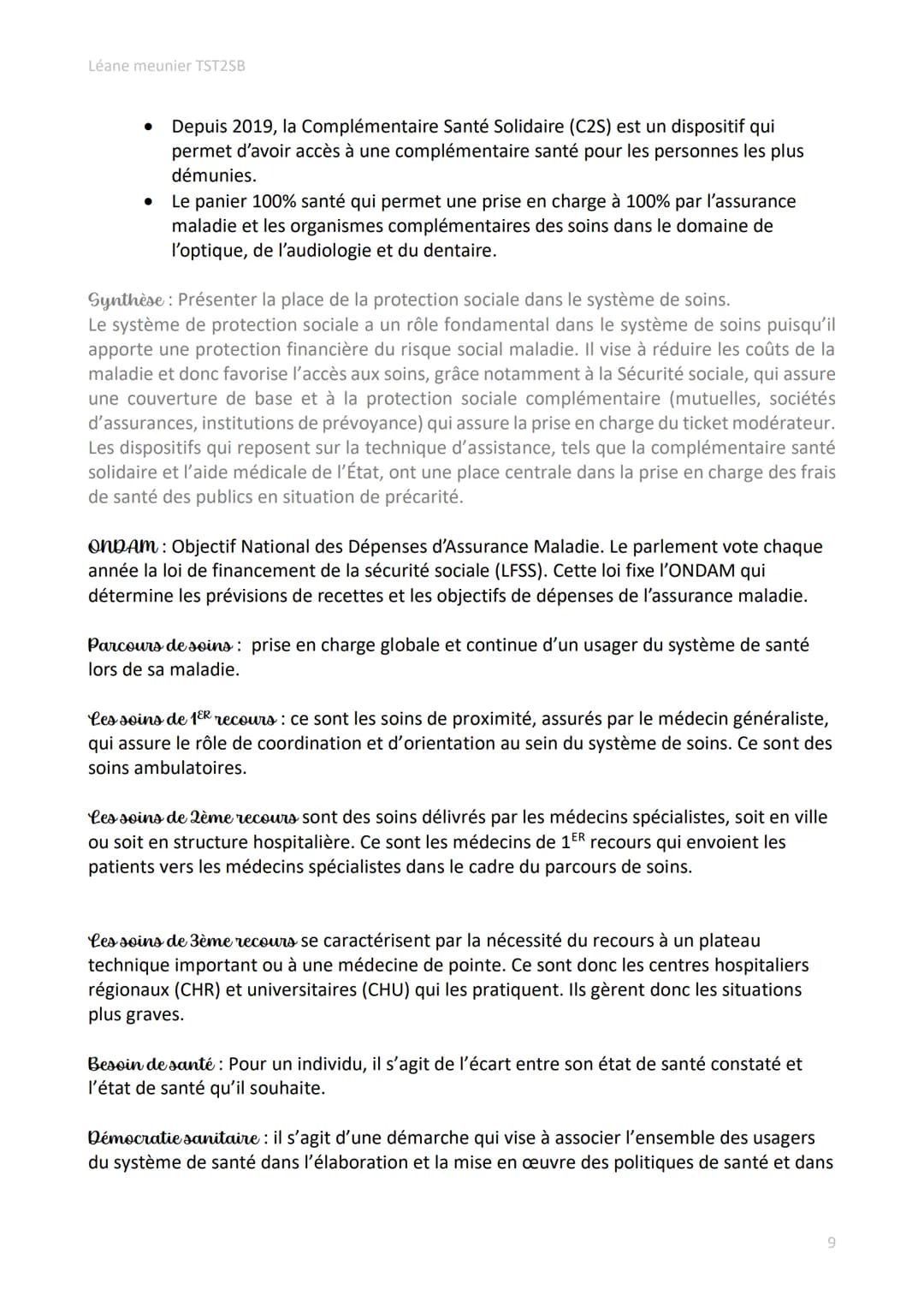 Léane meunier TST2SB
# Définitions des notions de Première et de Terminale ST2S
Santé: Etat de complet bien-être physique, psychique et so