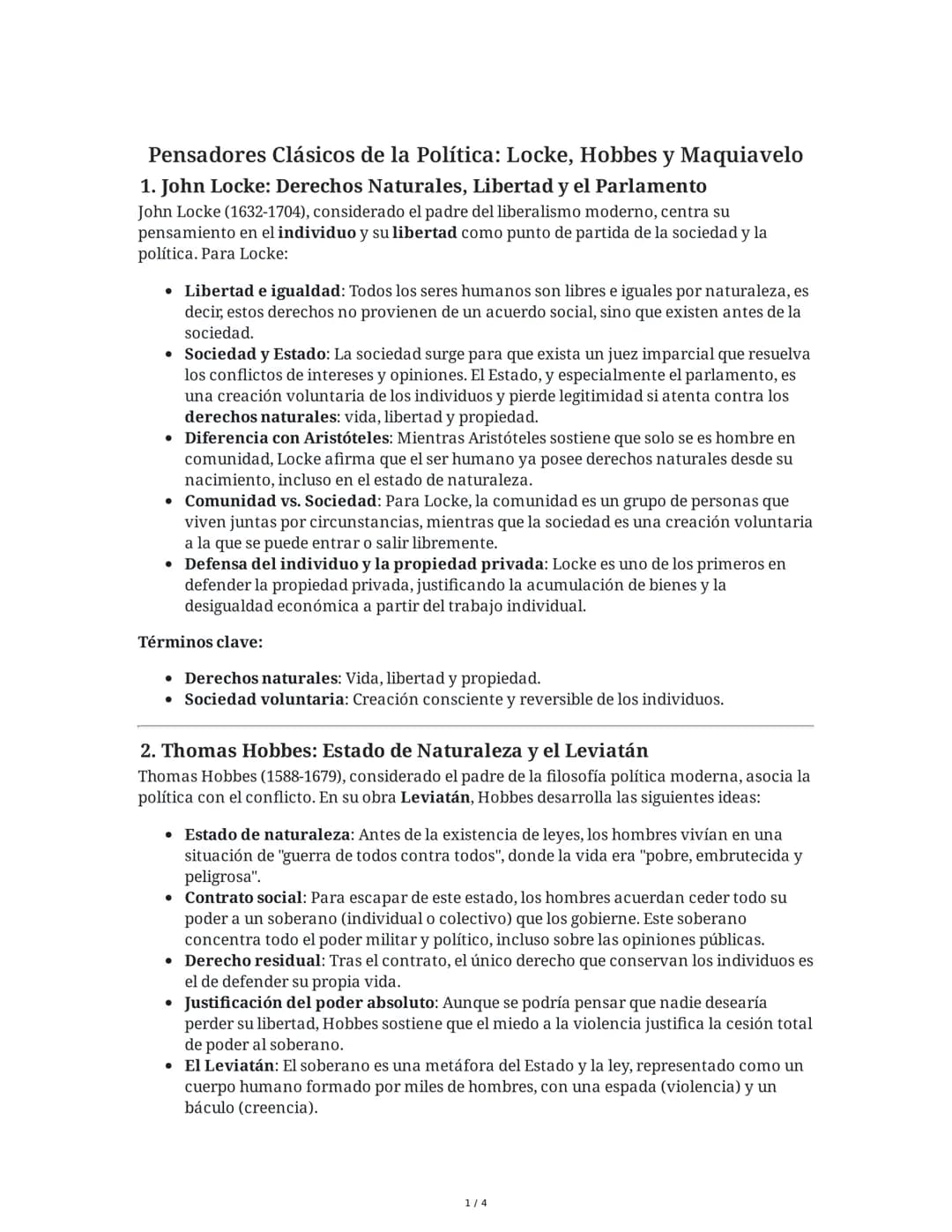 Pensadores Clásicos de la Política: Locke, Hobbes y Maquiavelo
1. John Locke: Derechos Naturales, Libertad y el Parlamento
John Locke (1632-