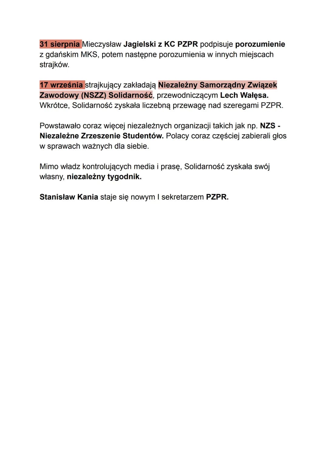 # Powstanie „Solidarności"
Lipiec 1980 - na Polskę spada fala strajków przez podwyżki cen mięsa
i niekorzystne wynagrodzenie pracowników, w
