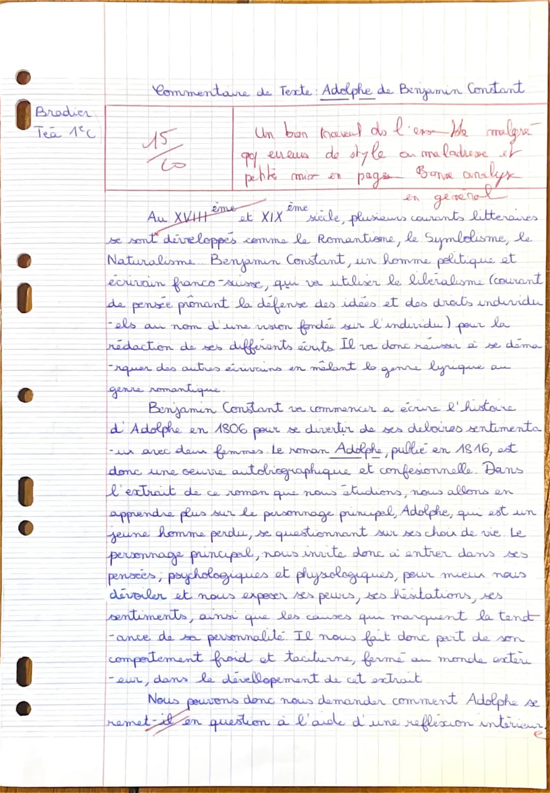 i
0
i
!
Bradier
Tea 1°C
Commentaire de Texte: Adolphe de Benjamin Constant.
15
ما
Un ban havail do l'en He malgra
gy ereus de style on ma