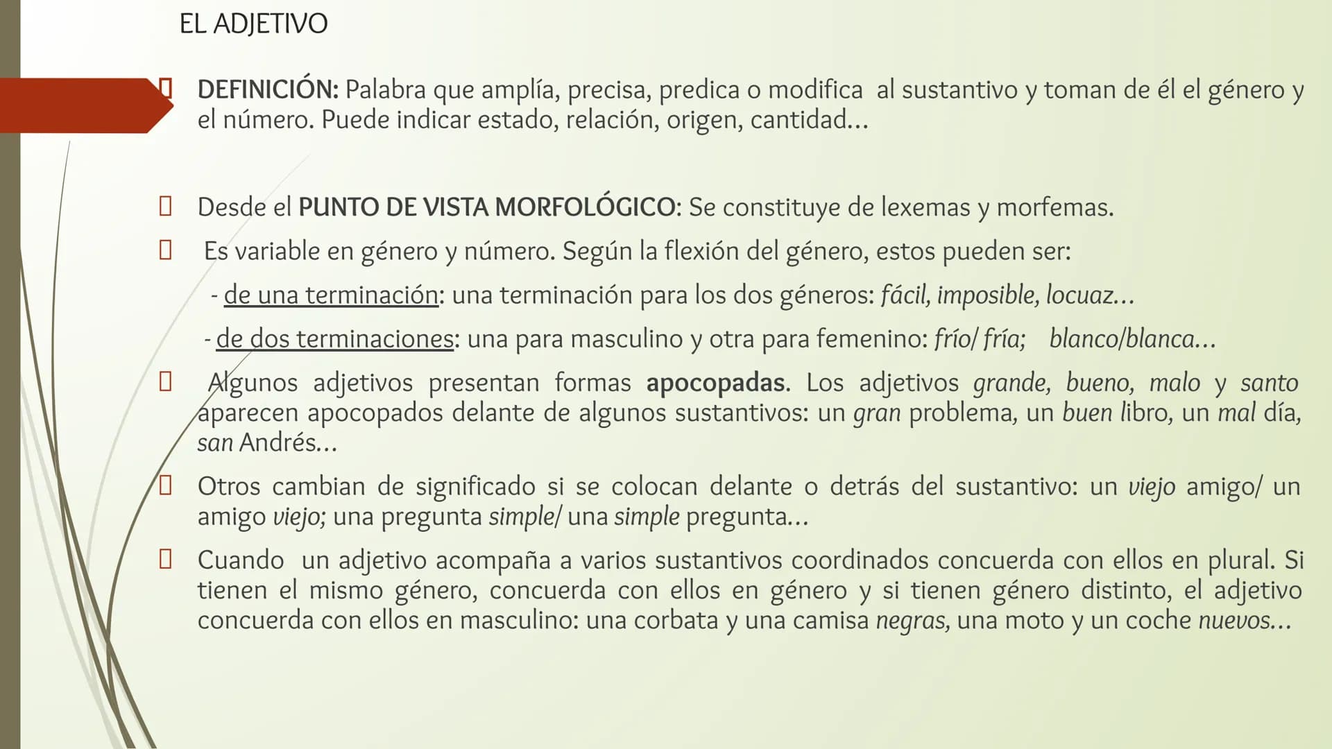 # CLASES DE PALABRAS
LENGUA CASTELLANA # CLASES DE PALABRAS
La Gramática de una lengua tiene dos componentes básicos que nos permiten crea
