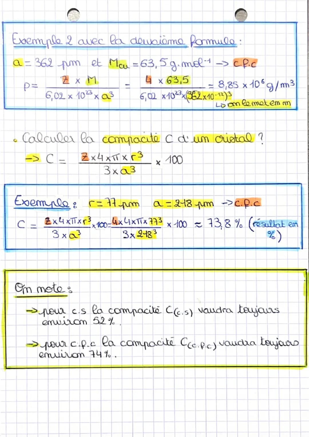 m1
# Des édifices ordommés:
## les cristaux
• Les deux formules de volume à conmaître par♡:
→V(cube) = a3 (a = un côté du cube).
-> V(sp