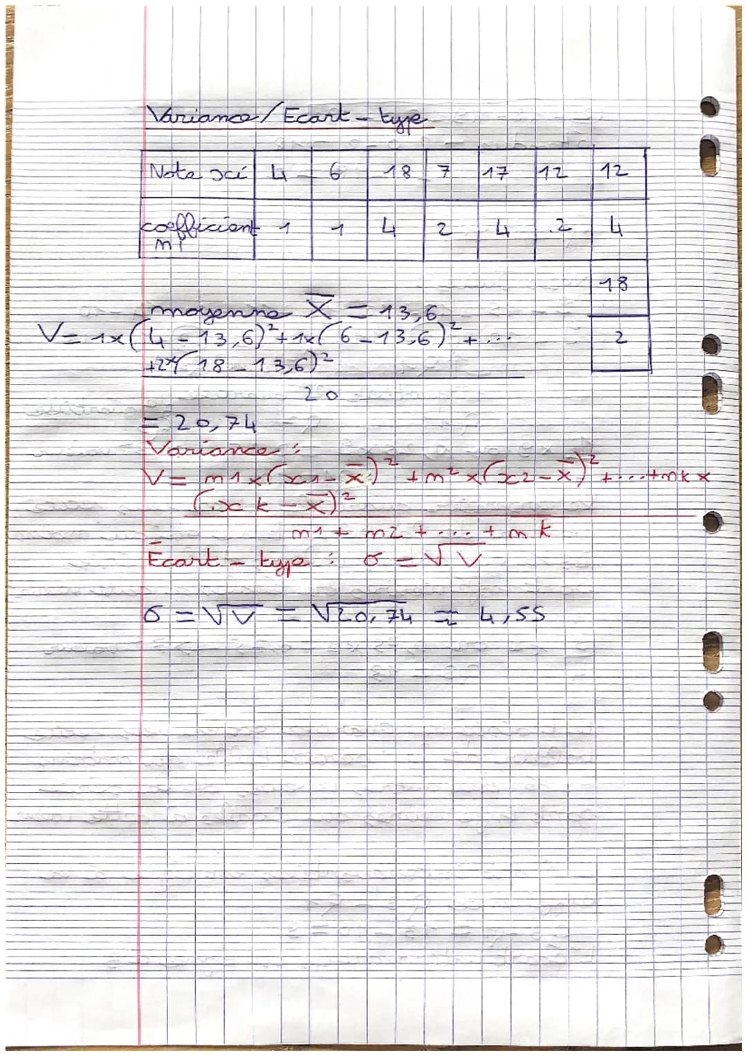 mathématiques révisions ande
Statistiques
Série
Notes Victor:
4-6-18-7-17-12-12-18
Caractéristique de psition (mayenne,
médiane) Position