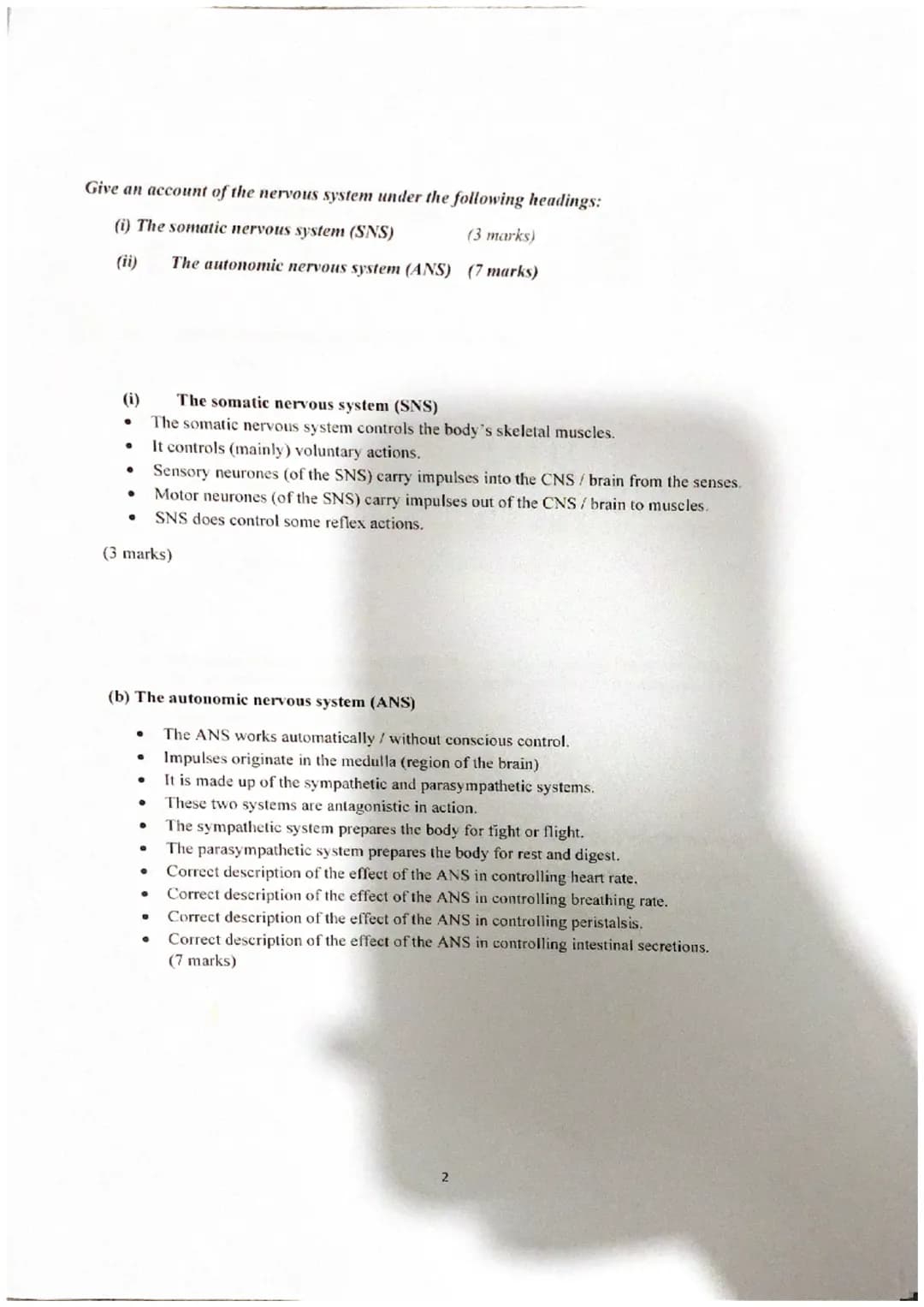 Essay Booklet - Unit 3
Neurobiology & Immunology
CfE Higher Human Biology
1 Give an account of the nervous system under the following