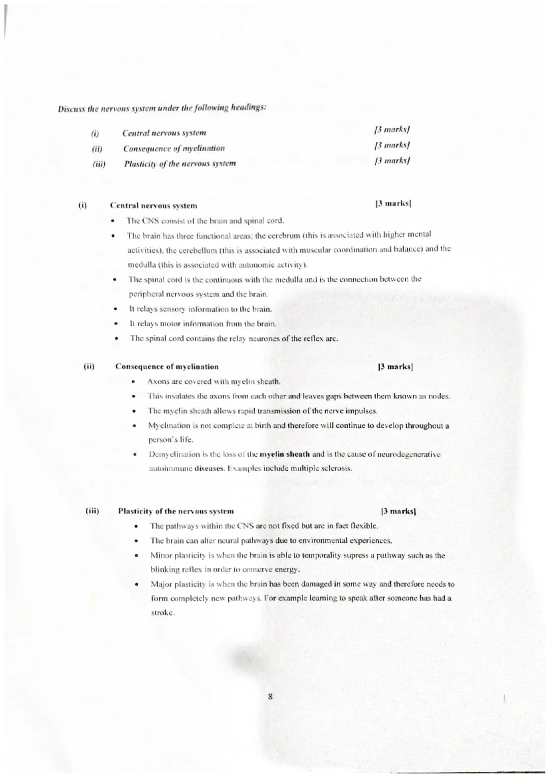 Essay Booklet - Unit 3
Neurobiology & Immunology
CfE Higher Human Biology
1 Give an account of the nervous system under the following