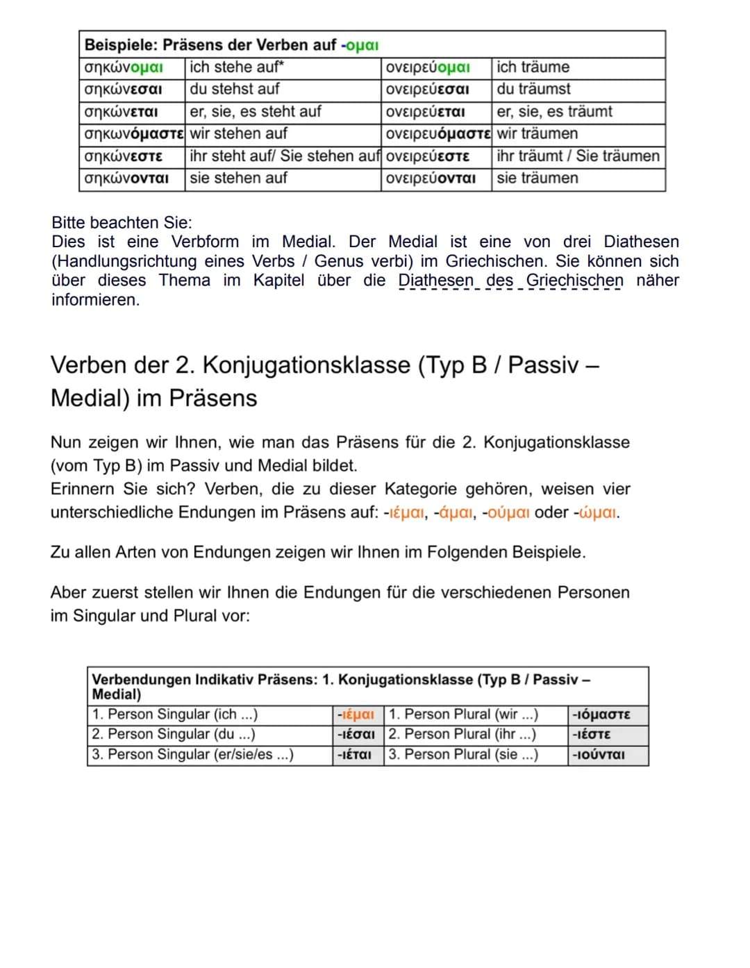 # Präsensstamm des Verbs + Präsensendung der Konjugationsklasse
Zur Bildung der Gegenwart müssen Sie den Präsensstamm eines Verbs kennen.
A