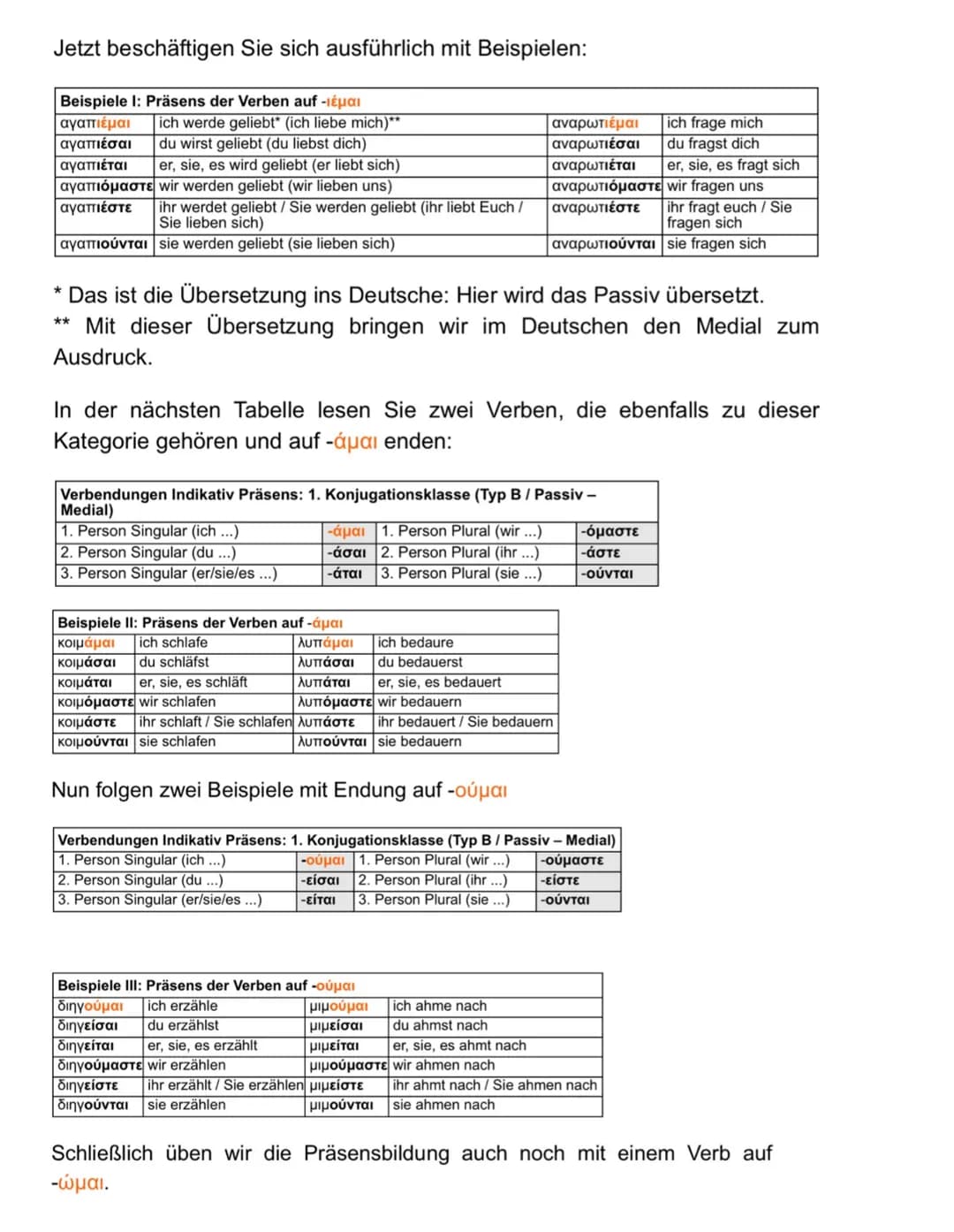 # Präsensstamm des Verbs + Präsensendung der Konjugationsklasse
Zur Bildung der Gegenwart müssen Sie den Präsensstamm eines Verbs kennen.
A
