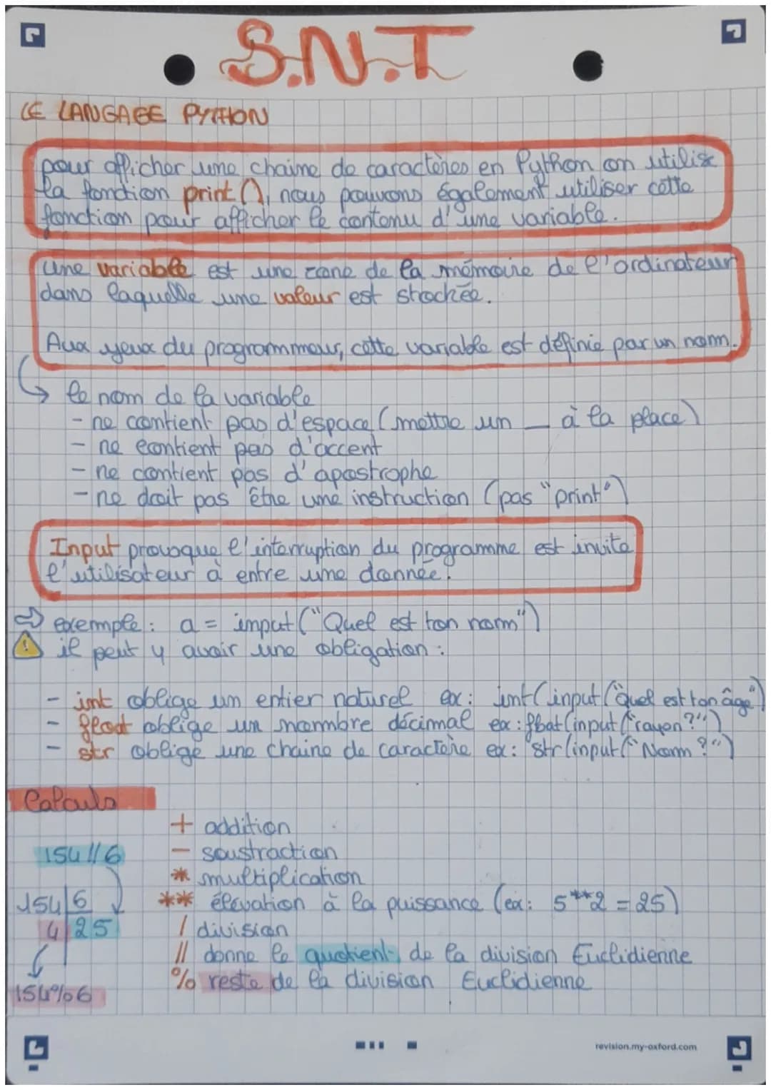 # •SNT
LE LANGAGE PYTHON
pour afficher une chaine de caractères en Python on utilise
la fondion print(), nous pouvons également utiliser c