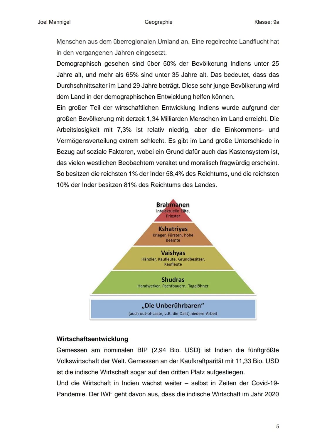 Joel Mannigel
Geographie
Klasse: 9a
# Raumanalyse Indien
Buch Seite 106-107
1. Zu welchem Faktor gehört das Thema?
* Humanfaktor
2. R