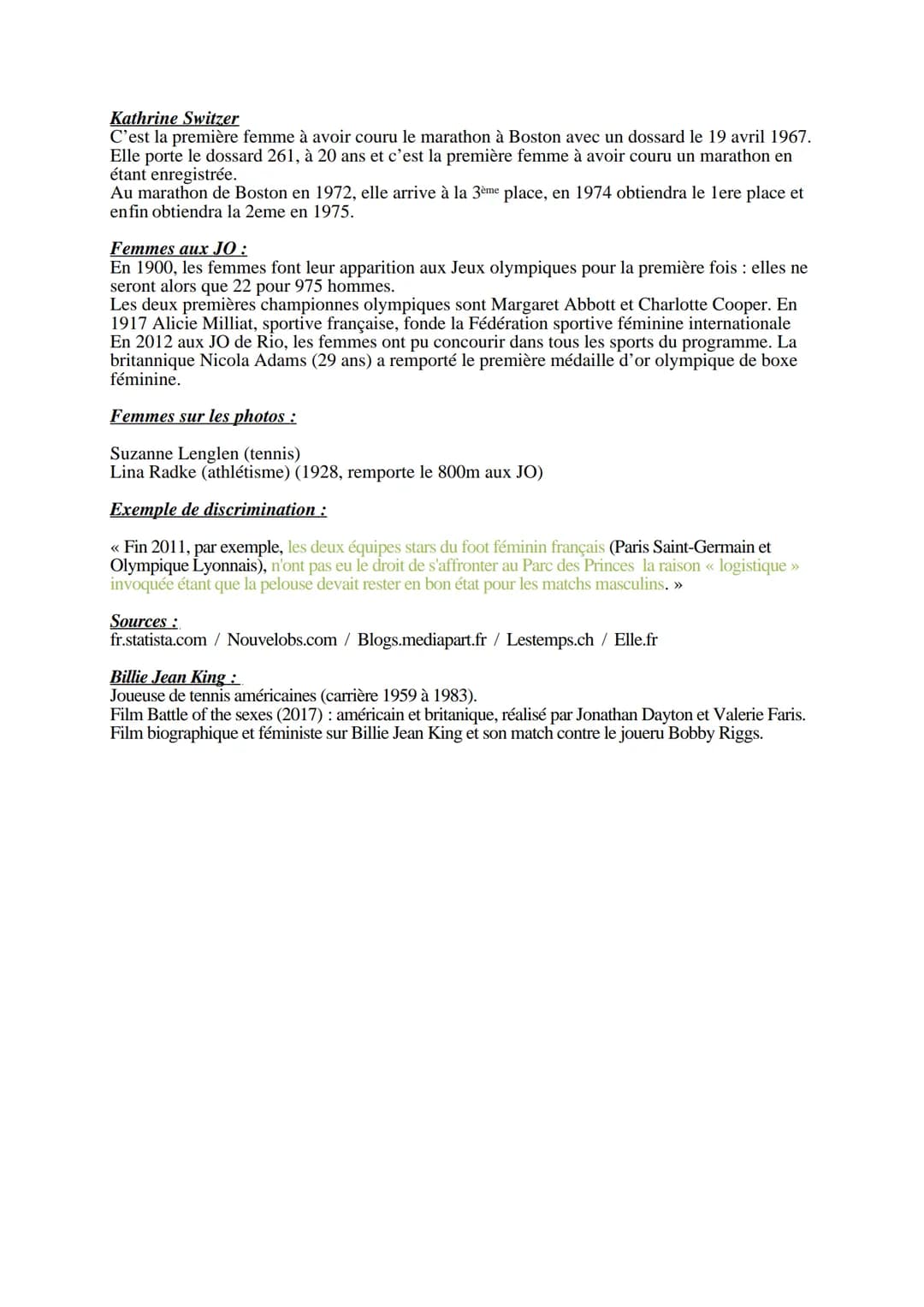 # ORAL BREVET
J'ai choisi d'aborder le thème du sexisme dans le milieu du sport suite à un EPI réalisé en
cours j'ai remarqué que des élève