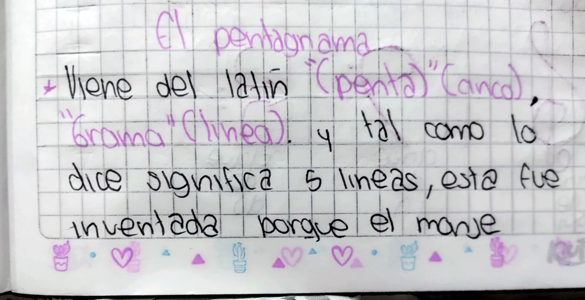 El pentagriama
• Viene del latin (penta)" (anco).
"Groma" Clinea), y tal como lo
dice significa s lineas, esta fue
inventada porque el manj