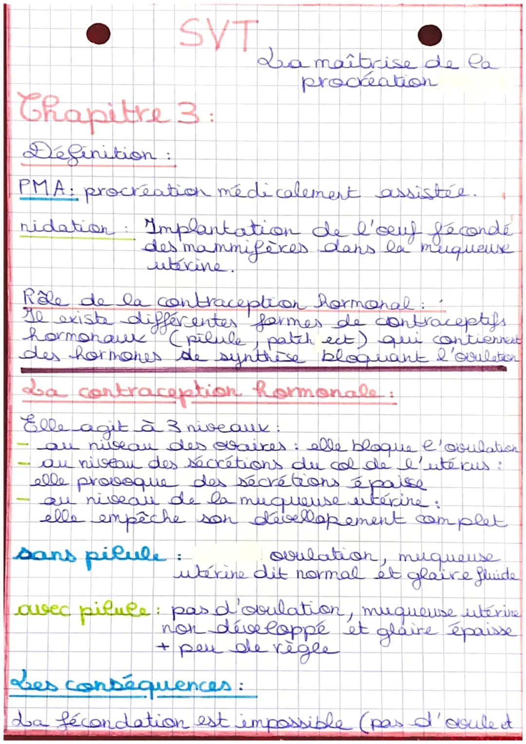 SVT
La maîtrise de la
procréation
Chapitre 3 :
Définition:
PMA: procréation médicalement assistée.
nidation: Implantation de l'oeuf féco