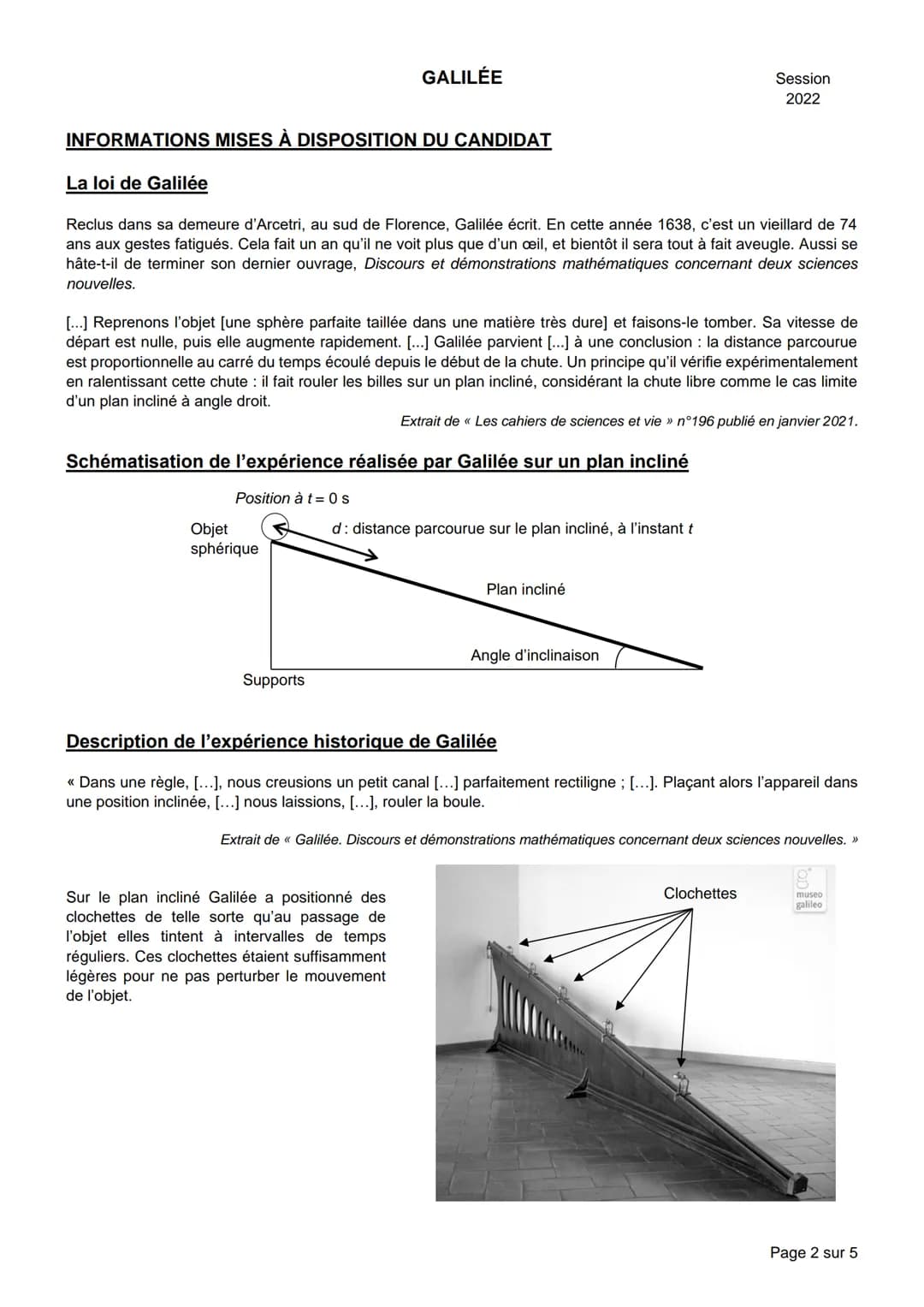 # GALILÉE
Session
2022
# BACCALAURÉAT GÉNÉRAL
Épreuve pratique de l'enseignement de spécialité physique-chimie
Évaluation des Compétences