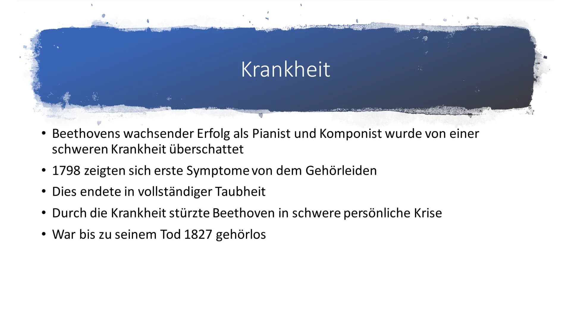 Ludwig van Beethoven Inhalt:
• Allgemeine Fakten
• Ausbildung
• Wichtigste Werke
• Krankheit
• Bilder
• Quellen Allgemeine Fakten:
• Ludwi