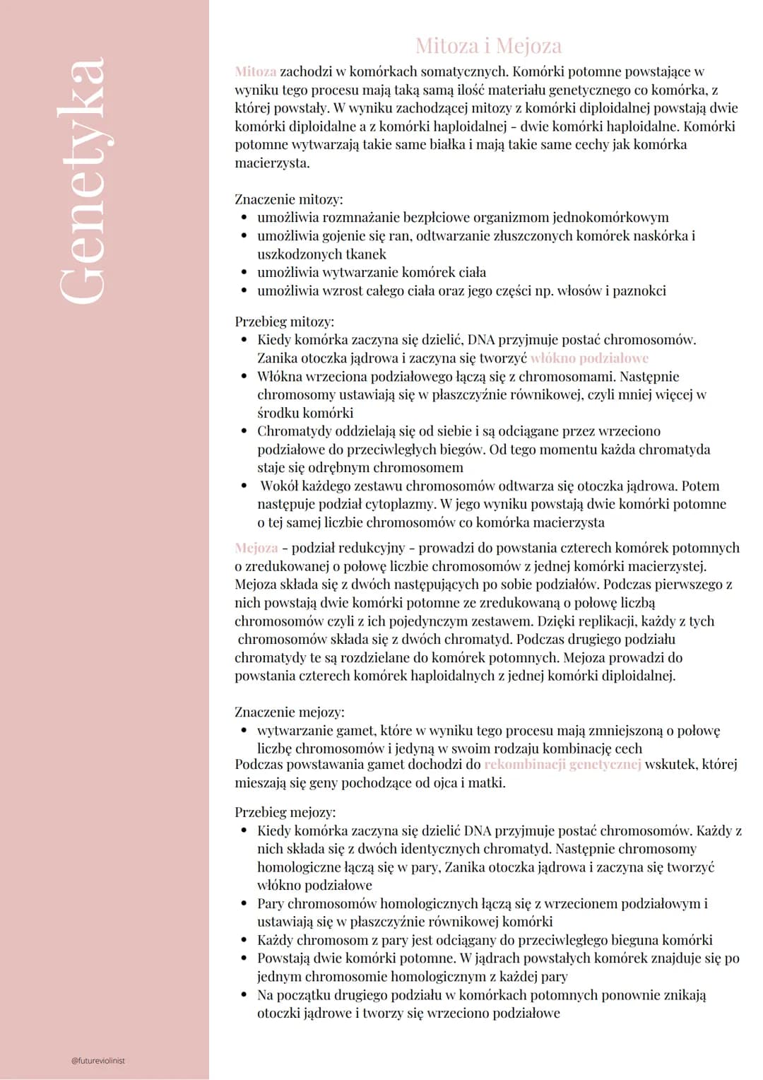 @futureviolinist
# Genetyka
## Czym jest genetyka?
Genetyka jest to nauka zajmująca się dziedziczeniem cech oraz zmiennością
organizmu. Z