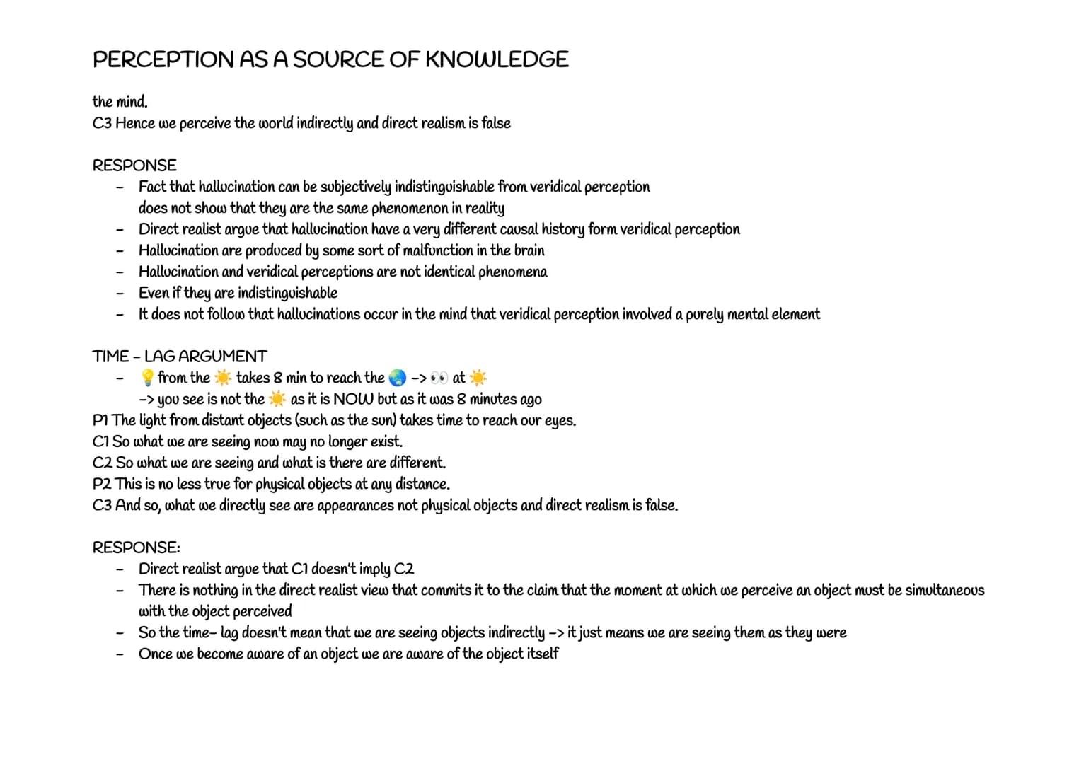 # PERCEPTION AS A SOURCE OF KNOWLEDGE
DIRECT REALISM:
- There are two elements in perception:
PERCEIVER and OBJECT PERCEIVED
- Direct re