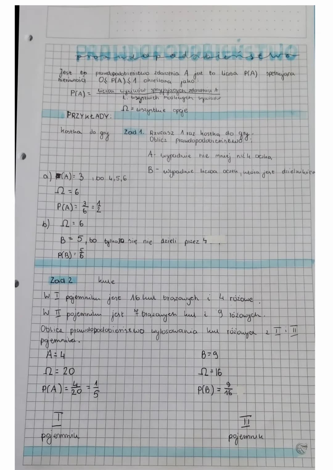# prawdopodobie
Jest to prawdopodobieństwo zdarzenia. A jest to liceba P(A) spetriajara
nieriwności
OP(A) 1 ohieślana jaho:
$P(A) = \frac{