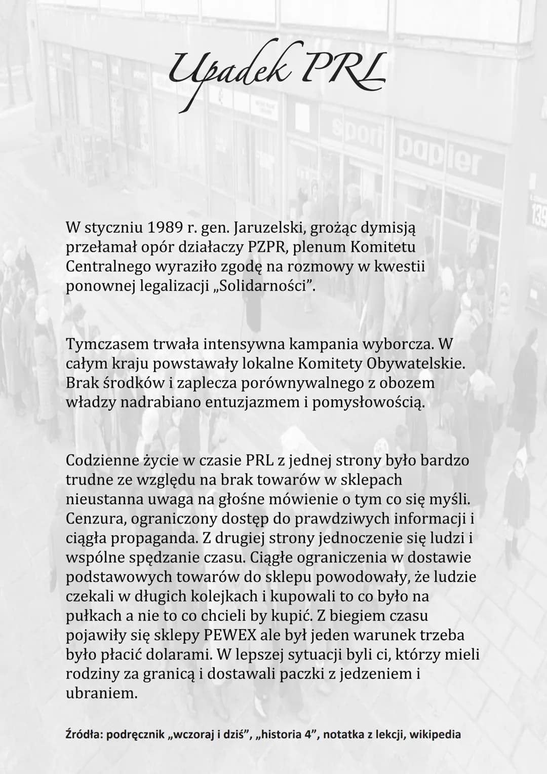 # Upadek PRL
sport papier
Stan wojenny wprowadzony został w Polsce 13 grudnia
1981 roku i trwał do 22 lipca 1983 r.
Polacy wielokrotnie p