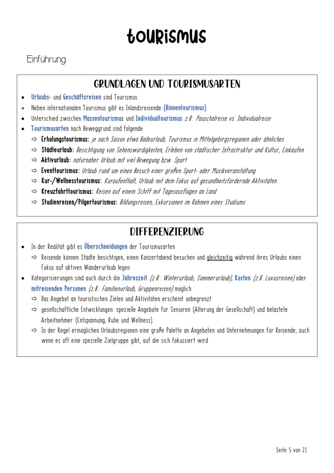 Tourismus
# inhalt
Checkliste Seite 2
Begriffe Seite 3
Einführung Seite 5
Kriterien & Formen des Fremdenverkehrs touristisches Potenzial S