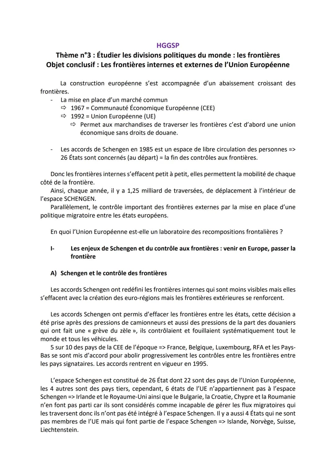 # HGGSP
Thème n°3: Étudier les divisions politiques du monde: les frontières
Objet conclusif : Les frontières internes et externes de l'Uni