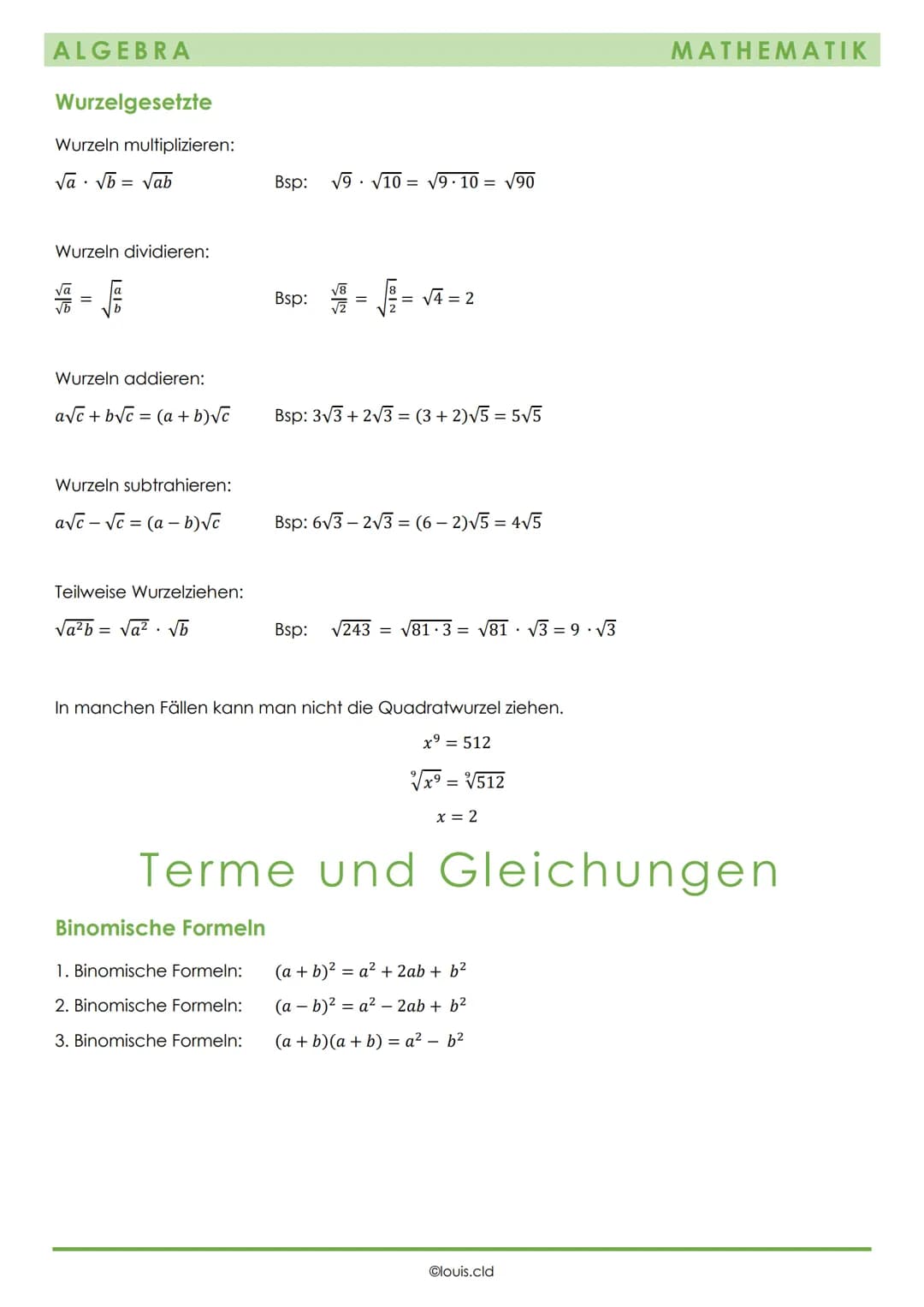# ALGEBRA
# Rechengesetze
MATHEMATIK
## Punkt vor Strich
Damit ist gemeint, dass wenn in einer Rechnung ein Punkt (oder:) und ein Strich