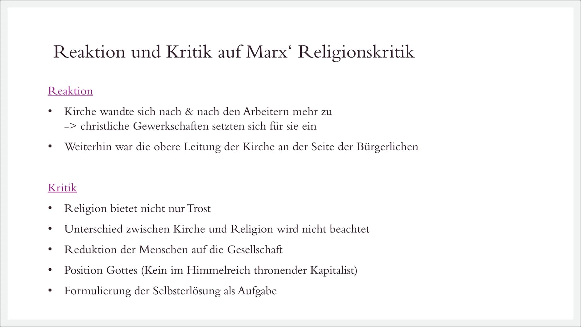 # RELIGIONSKRITIK
Karl Marx (1818 – 1883) Inhalt
I. Karl Marx – Wer war das überhaupt?
II. Religionskritik
-> Allgemeines, Bezug zu Feuer