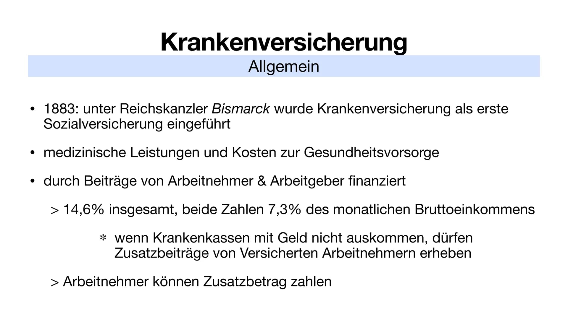 Kranken- & Pflegeversicherung # Inhalt
Krankenversicherung
* Allgemein
* gesetzlich
* Leistungen
* stabilisieren
* privat