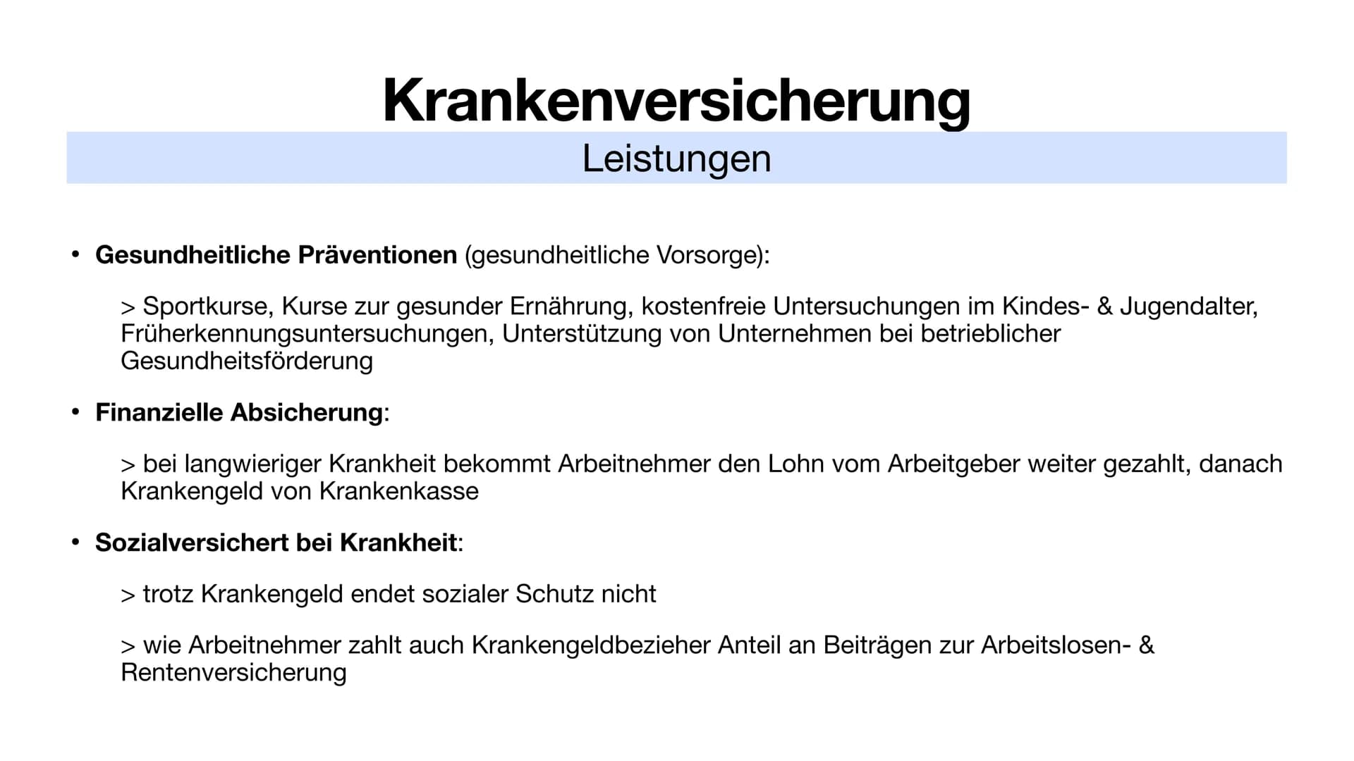 Kranken- & Pflegeversicherung # Inhalt
Krankenversicherung
* Allgemein
* gesetzlich
* Leistungen
* stabilisieren
* privat