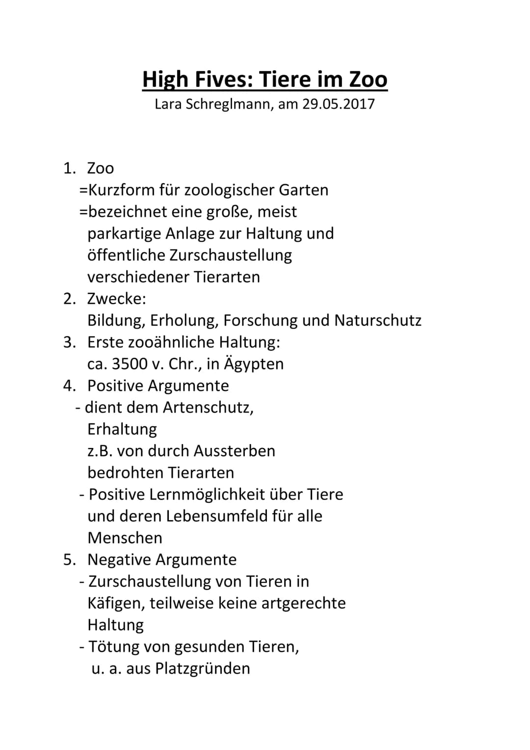 # Referat über Tiere im Zoo
➤ Definition, Begriff
➤ Geschichte, Entwicklung
- Erster Zoo
- Ursprünglicher Zweck eines Zoos
- Anzahl der