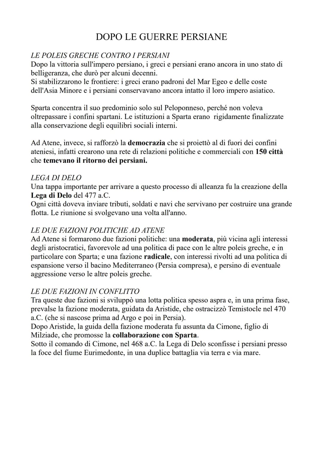 # DOPO LE GUERRE PERSIANE
LE POLEIS GRECHE CONTRO I PERSIANI
Dopo la vittoria sull'impero persiano, i greci e persiani erano ancora in uno