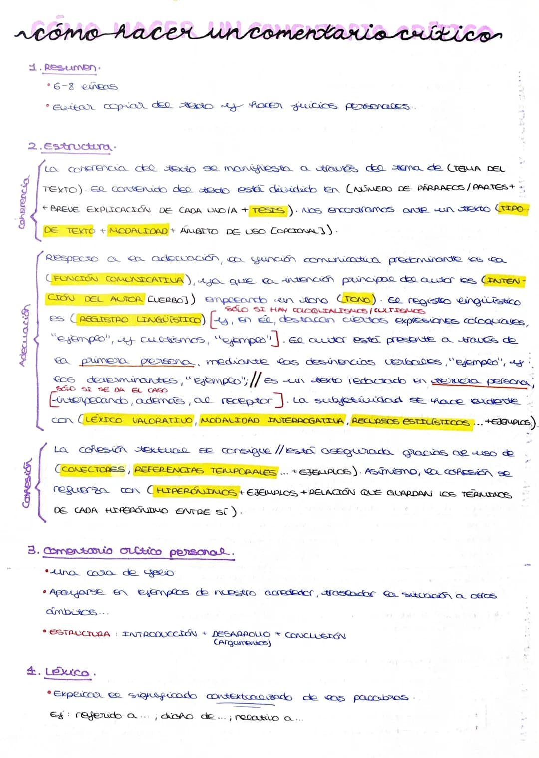 # cómo hacer un comentario crítico
1. Resumen.
* 6-8 eiñeas
* Evitar copiar del todo y hacer juicios perseraces..
2. Estructura.
La c