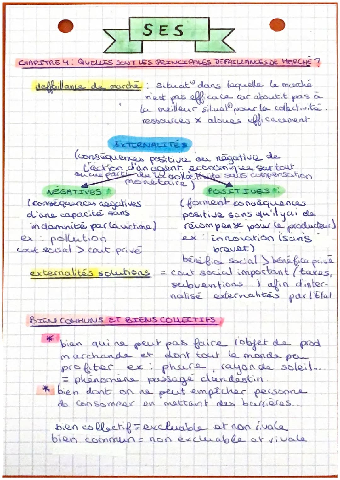 # SES
CHAPITRE 4: QUELLES SONT LES PRINCIPALES DEFAILLANCES DE MARCHÉ?
défaillance de marché: Situation dans laquelle le marché
n'est pas