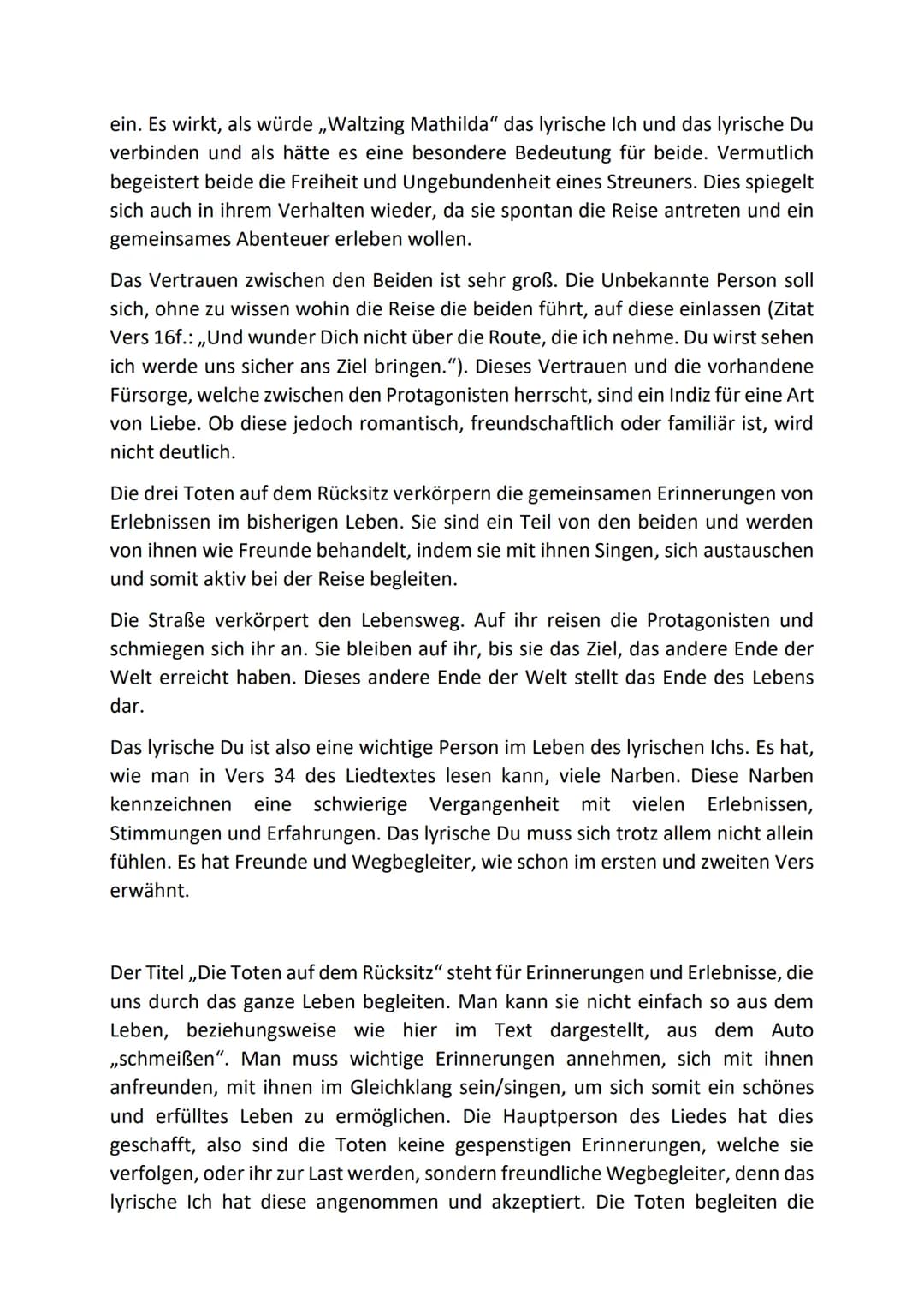 # Liedanalyse
Die Toten auf dem Rücksitz, von
Das Lied,„Die Toten auf dem Rücksitz" wurde 2010 von Thees Uhlmann
veröffentlicht. Es ermuti