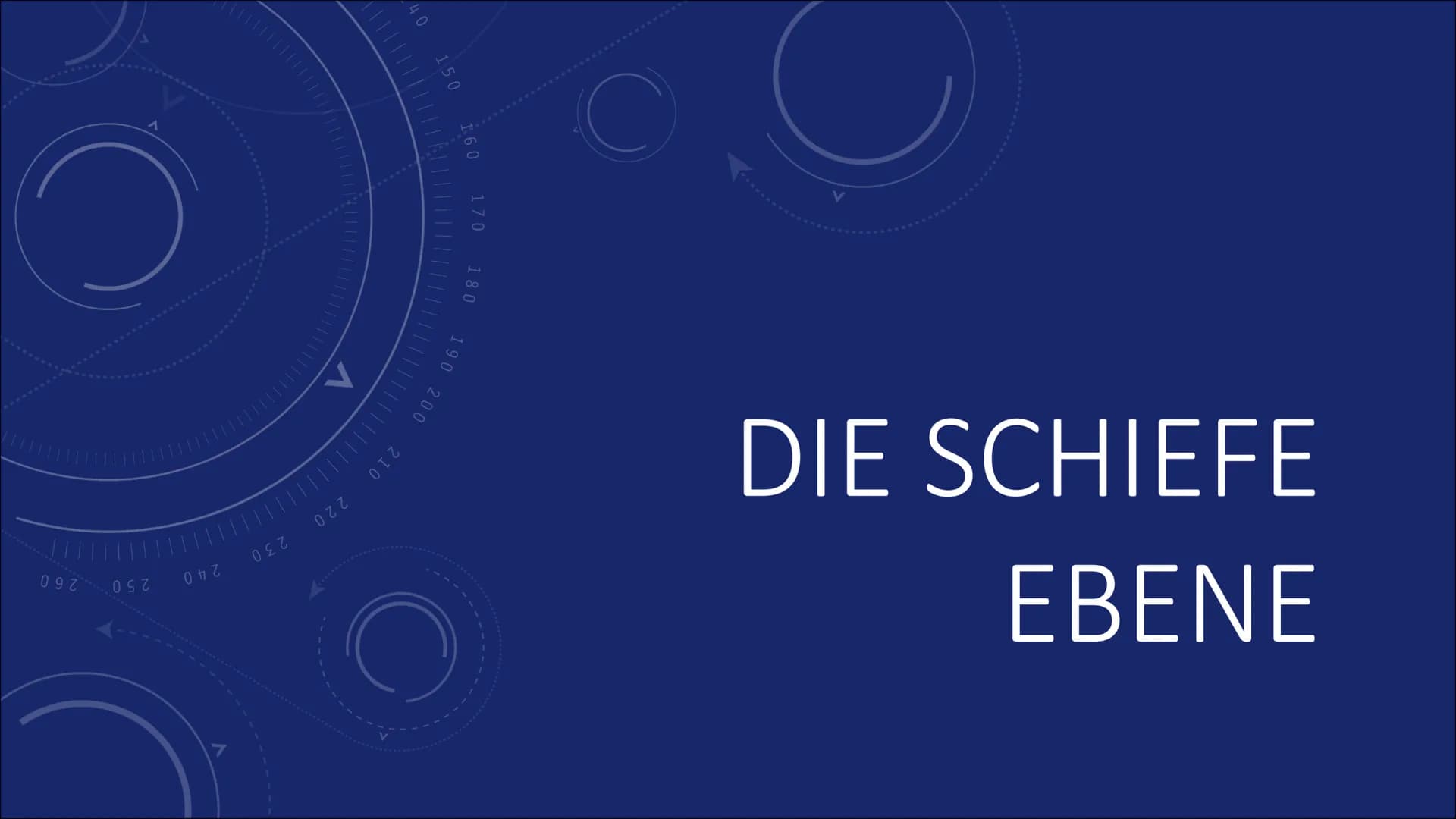 40
DIE SCHIEFE
EBENE
150
160
170
180
190 200
V
210
220
230
240
250260
レ # WAS IST DIE SCHIEFE EBENE?
• Physikalisches System der Mechanik