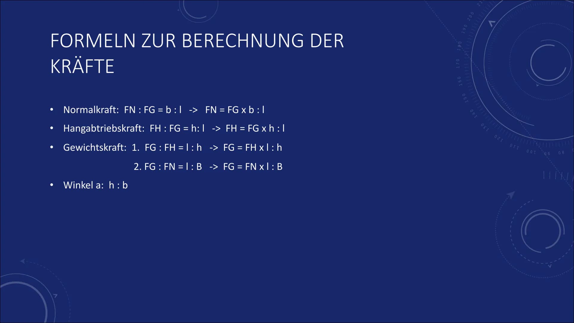 40
DIE SCHIEFE
EBENE
150
160
170
180
190 200
V
210
220
230
240
250260
レ # WAS IST DIE SCHIEFE EBENE?
• Physikalisches System der Mechanik