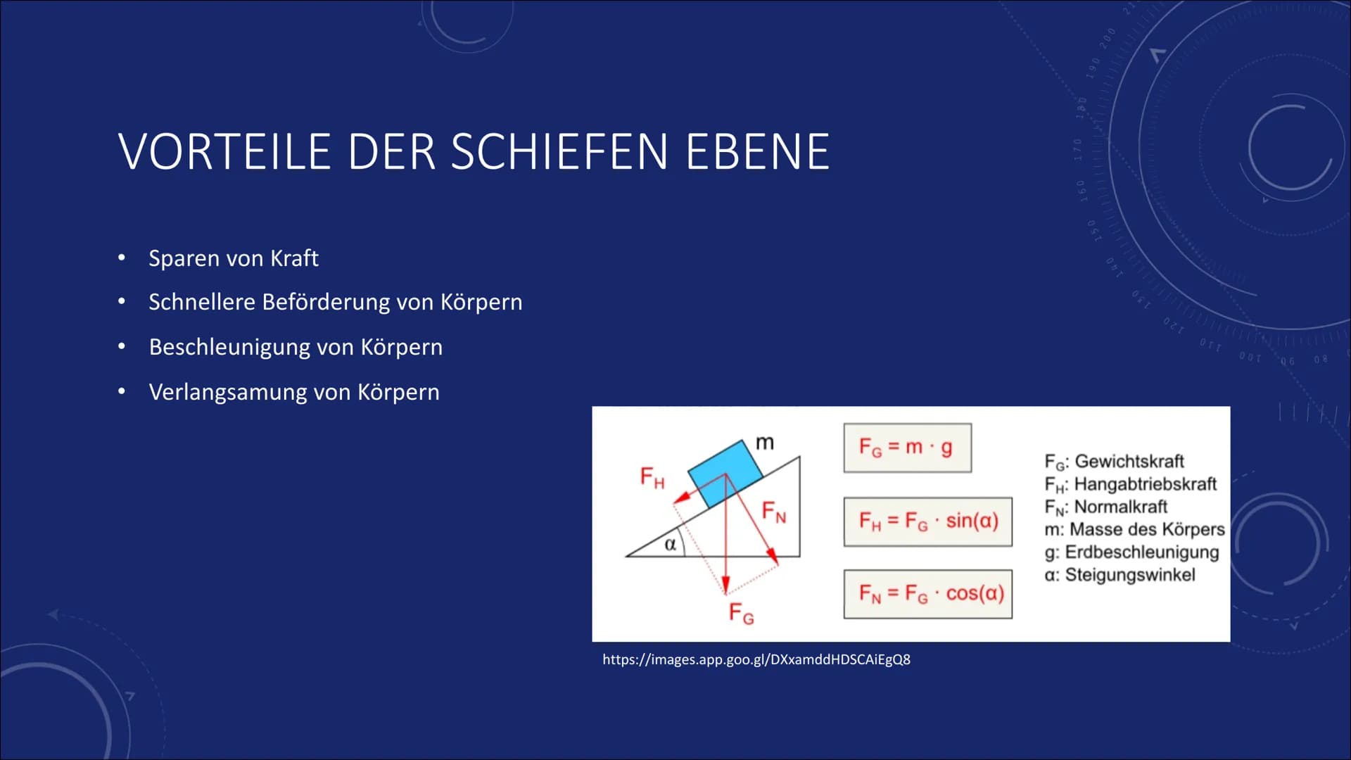 40
DIE SCHIEFE
EBENE
150
160
170
180
190 200
V
210
220
230
240
250260
レ # WAS IST DIE SCHIEFE EBENE?
• Physikalisches System der Mechanik