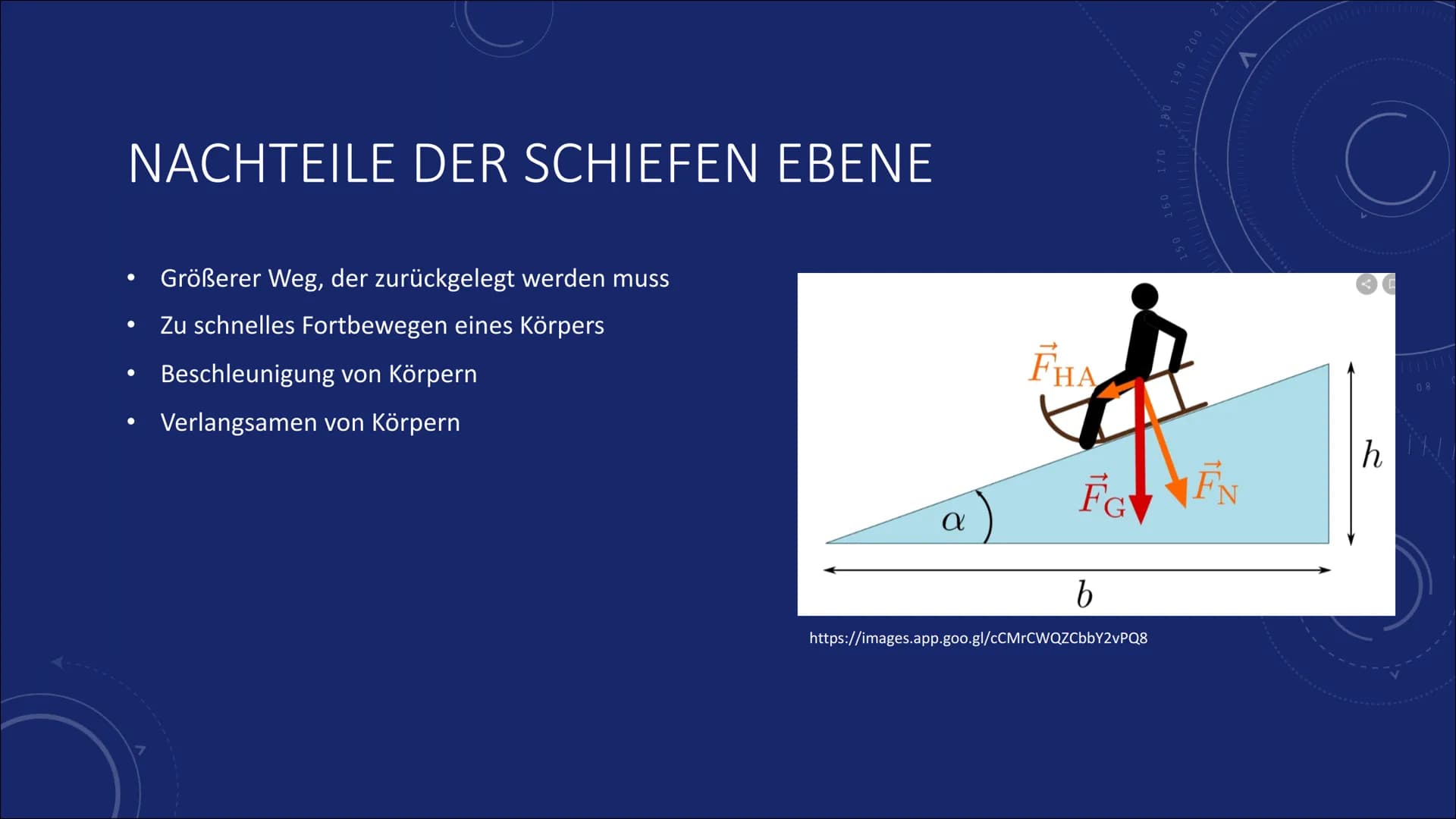 40
DIE SCHIEFE
EBENE
150
160
170
180
190 200
V
210
220
230
240
250260
レ # WAS IST DIE SCHIEFE EBENE?
• Physikalisches System der Mechanik