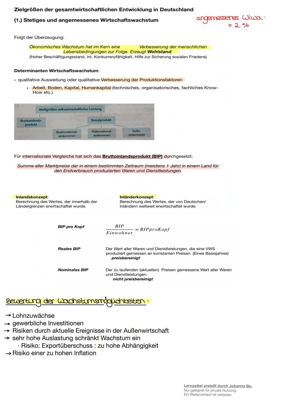 Wirtschaftspolitik
Lernzettel erstellt durch Johanna Be.
Nur geeignet für private Nutzung.
Ein Weiterverkauf ist verboten. # Grundgesetz
*