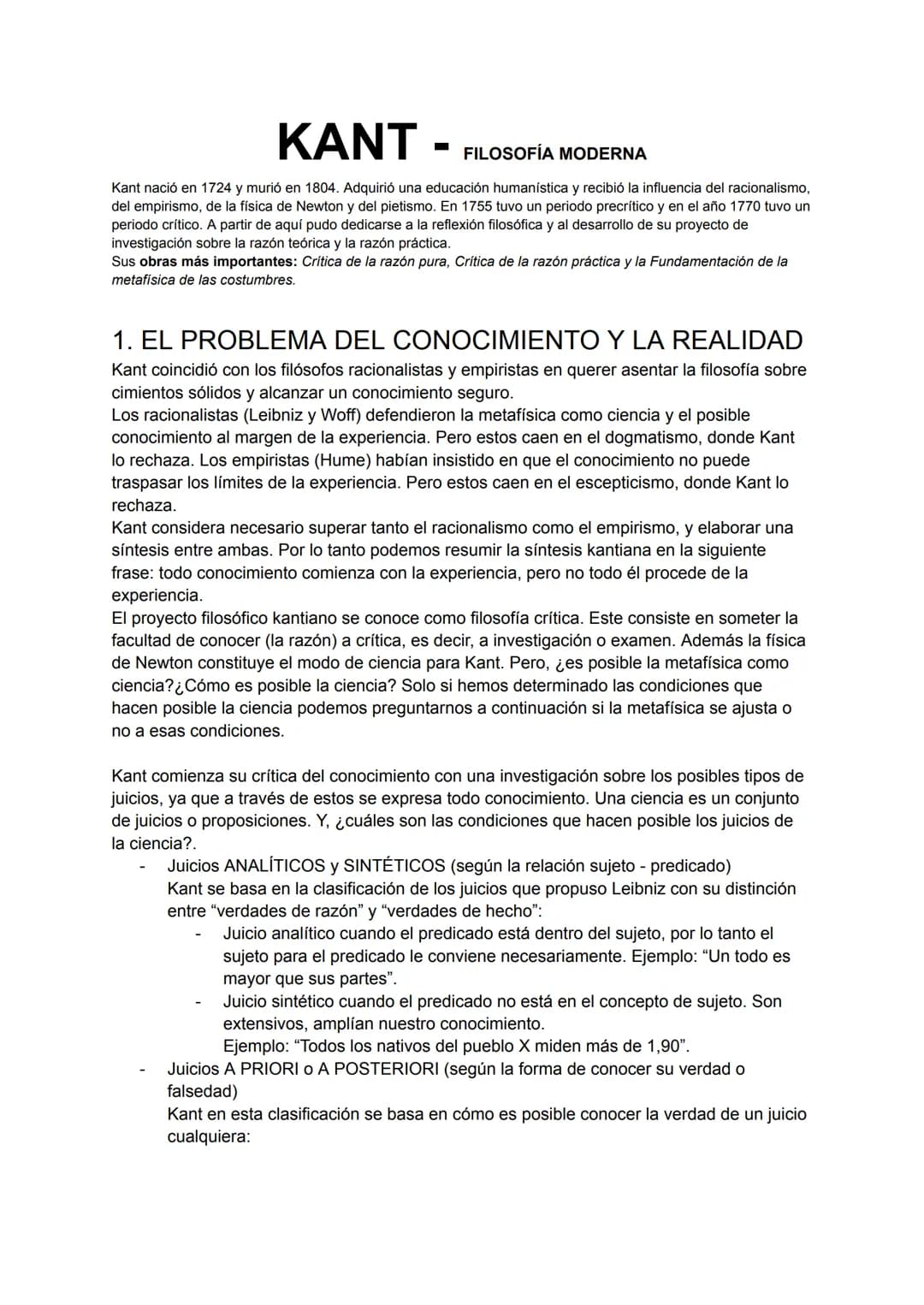 # KANT
- FILOSOFÍA MODERNA
Kant nació en 1724 y murió en 1804. Adquirió una educación humanística y recibió la influencia del racionalismo