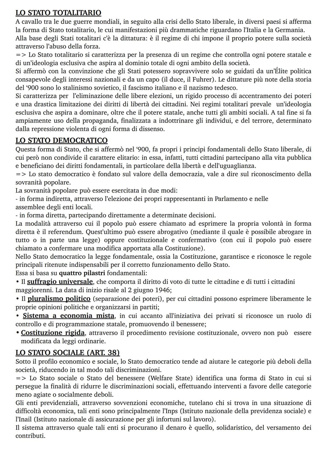 # LE FORME DI STATO
Con l'espressione forma di Stato si fa riferimento all'insieme delle norme che regolano i rapporti tra gli
organi che d