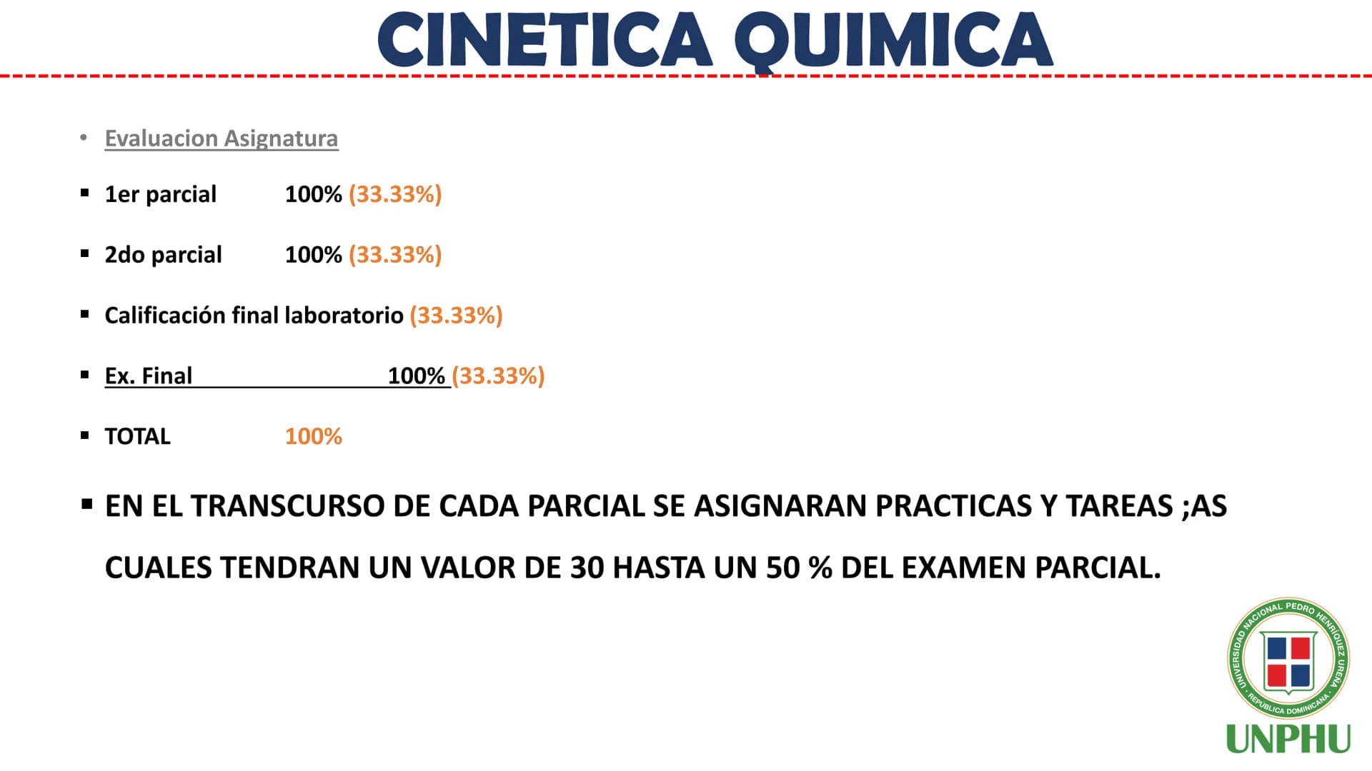 # Química General II (QUI-112)
# CINETICA QUIMICA
Facilitador: Ing. Maribel Espinosa
NIVERSIDAD NACIONAL PEDRO HENRIQUEZ URENA
REPÚBLICA