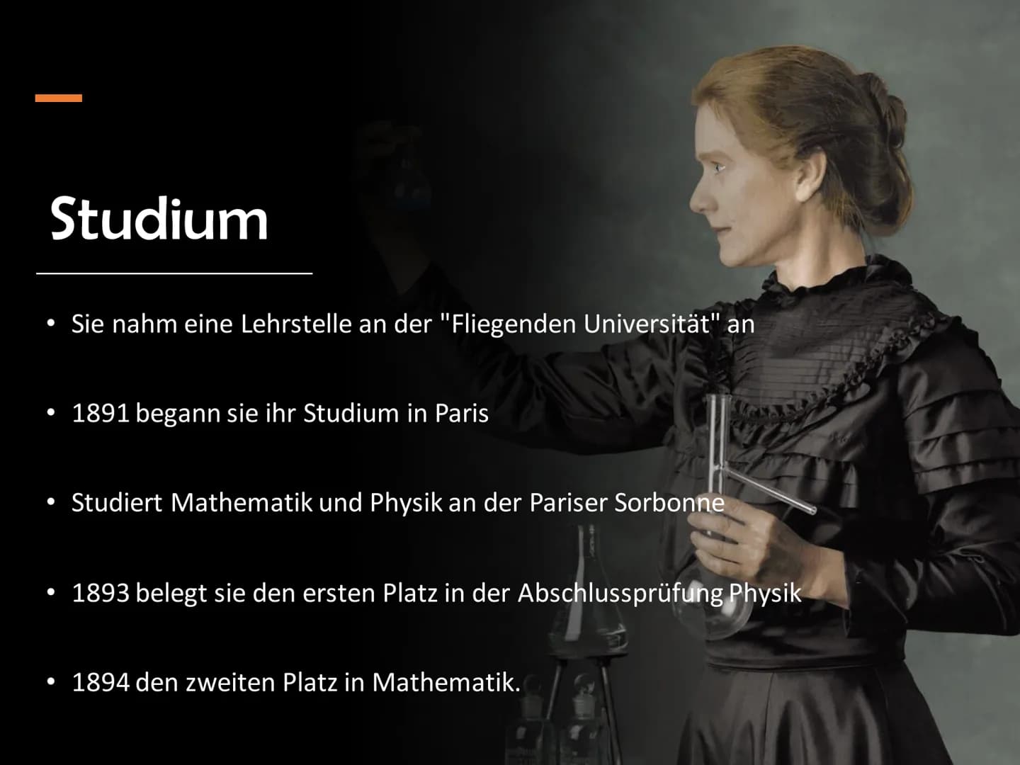 # Marie Curie
Wala Qahtan Handout
Name: Marie Sklodowska Curie
Lebensdaten: 7. November 1867 in Warschau geboren
starb am 4. Juli 1935