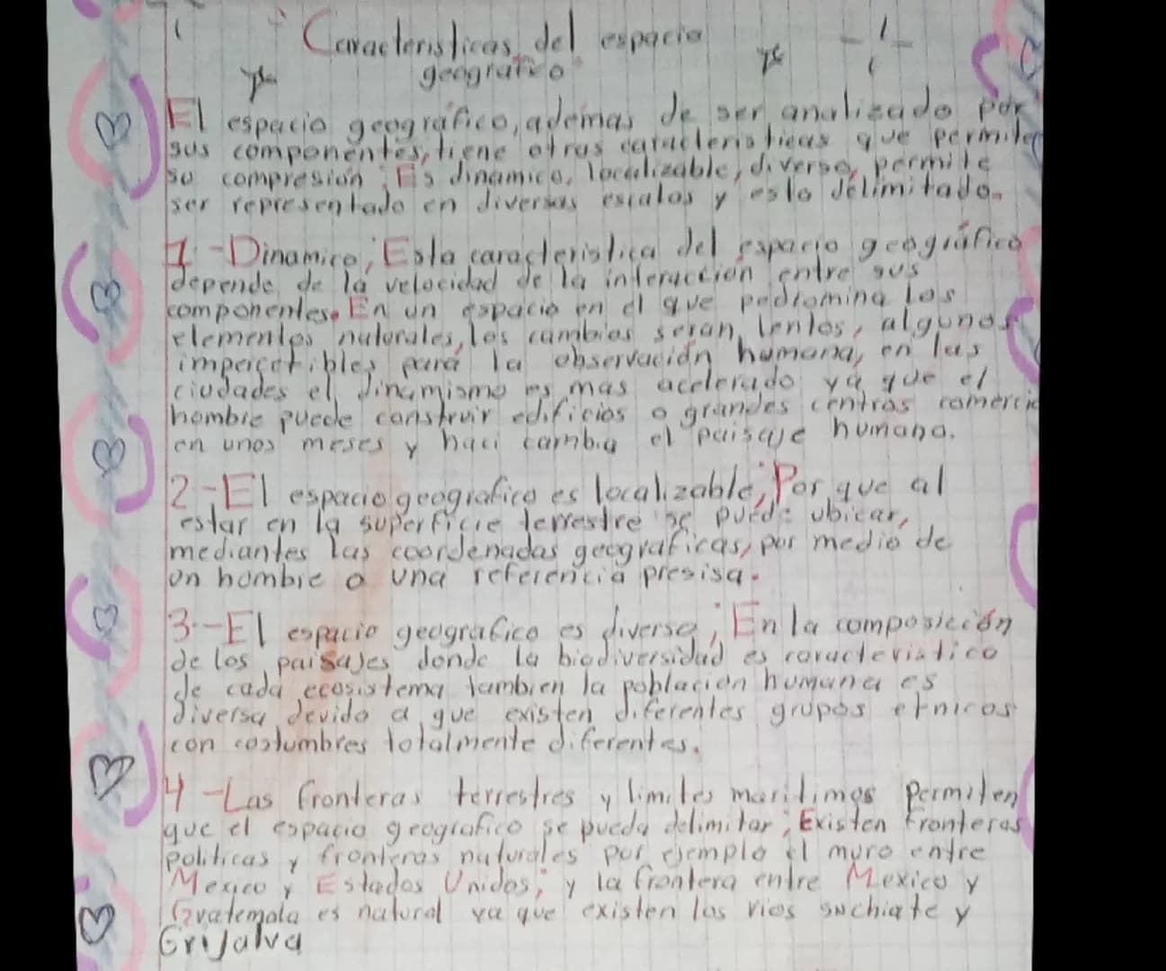 # Caracteristicas del
espacio
geografico
El espacio geográfico, ademas de ser analizado por
sus componentes, tiene otras caracteristicas