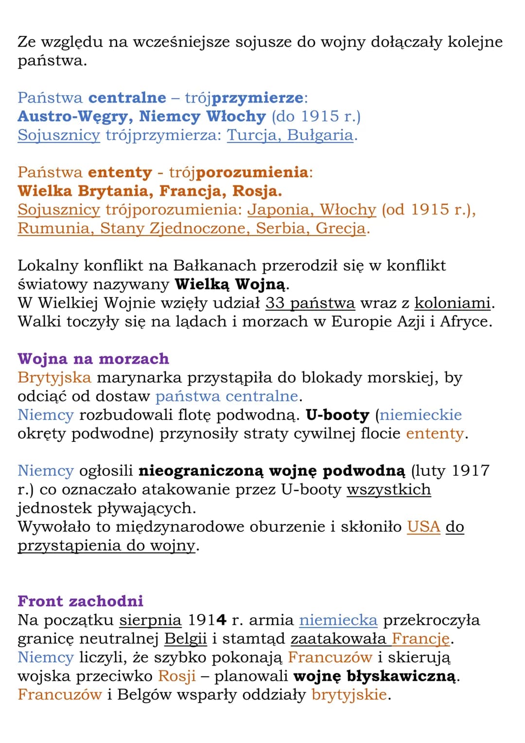 # I wojna światowa
cały dział V
Κ1. 7, ΝΕ
# 1.Świat na drodze ku wojnie
Nowe mocarstwa:
- Niemcy (po zjednoczeniu szybko rozwijały się gos