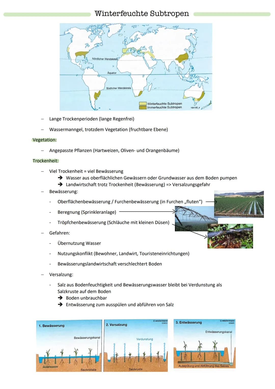 # Klima- und Vegetationszonen der Welt
- Ausprägung einer Landwirtschaft durch verschiedene Geofaktoren (=> Klima, Boden, Wasser,
Vegetatio