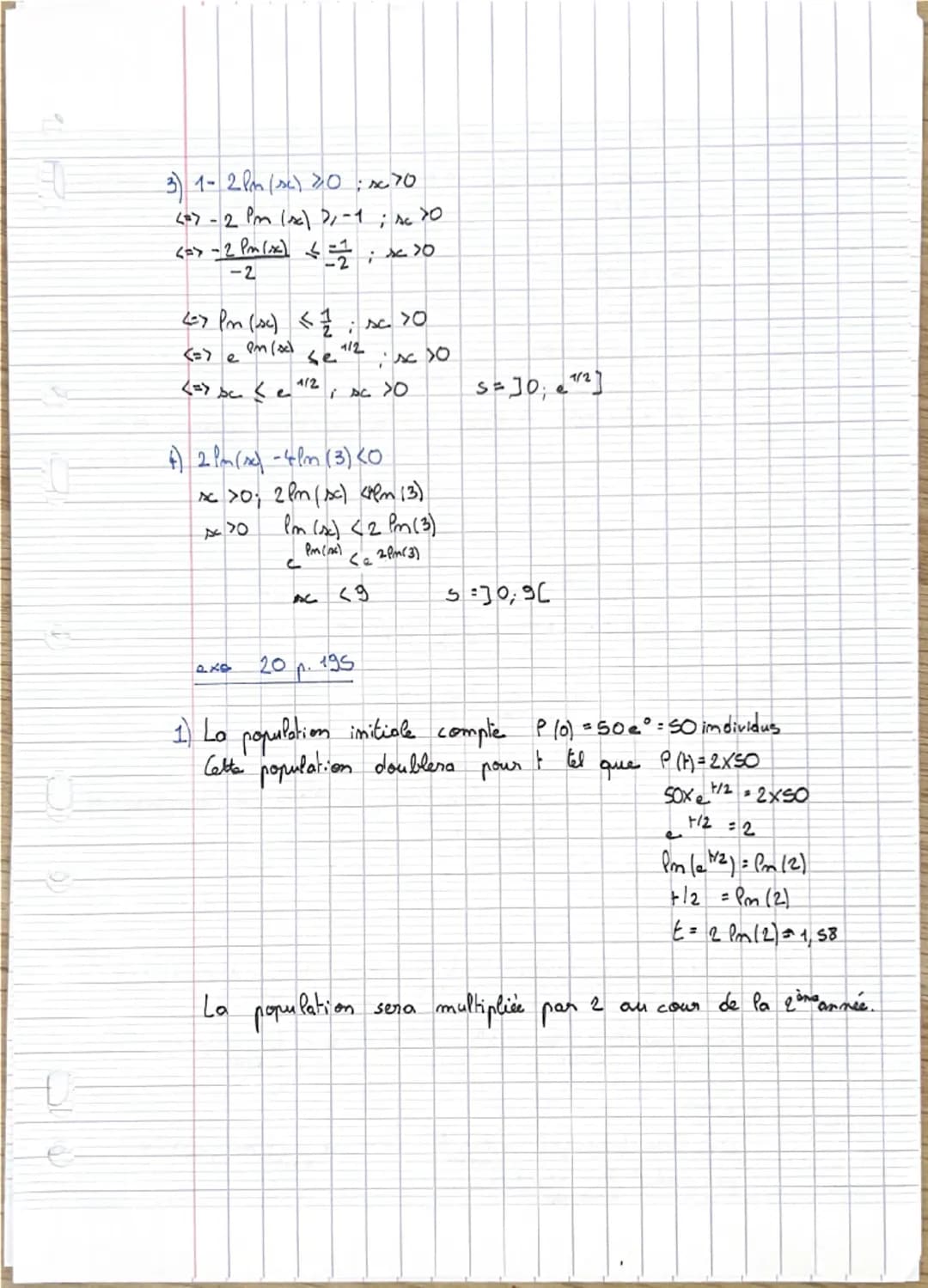 TMATHS2
Chapitre 10 : cours
2020-2021
Fonction logarithme népérien
I La fonction logarithme népérien
La fonction exponentielle est continue,
