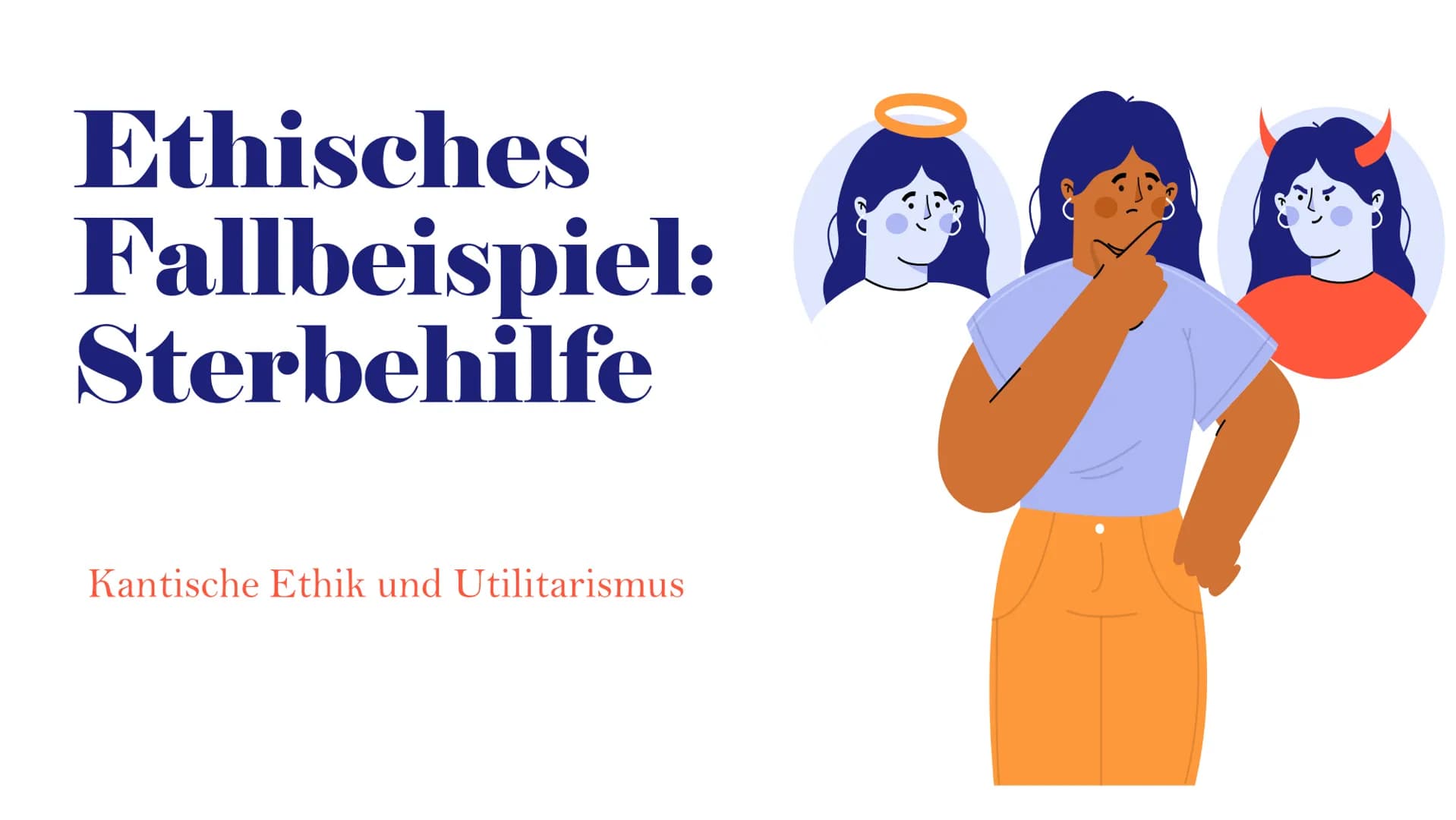 # Ethisches
## Fallbeispiel:
## Sterbehilfe
Kantische Ethik und Utilitarismus # Inhaltsverzeichnis
- Sterbehilfe – Definition
- Formen der