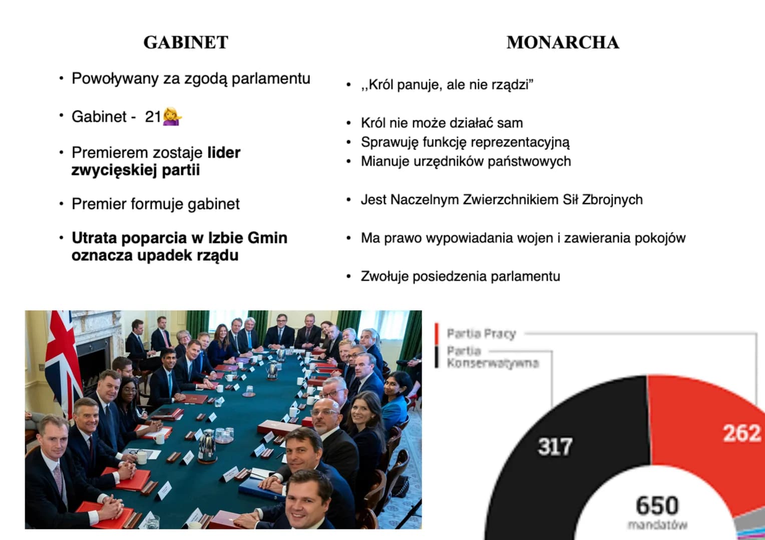 # SYSTEM POLITYCZNY W UK
parlamentarno-gabinetowy
CECHY
• Parlament>rząd
• Dualizm egzekutywy
• Odpowiedzialność polityczna rządu
• Władza