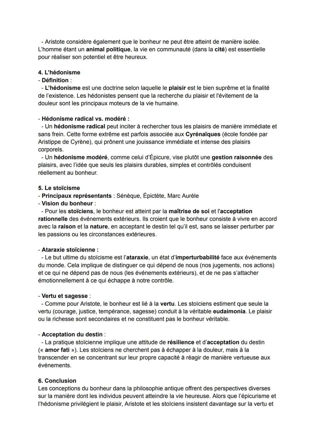 Fiche: Le bonheur - Épicure, Aristote, hédonisme, stoïcisme
1. Contexte philosophique
Le concept de bonheur a toujours été central dans la
